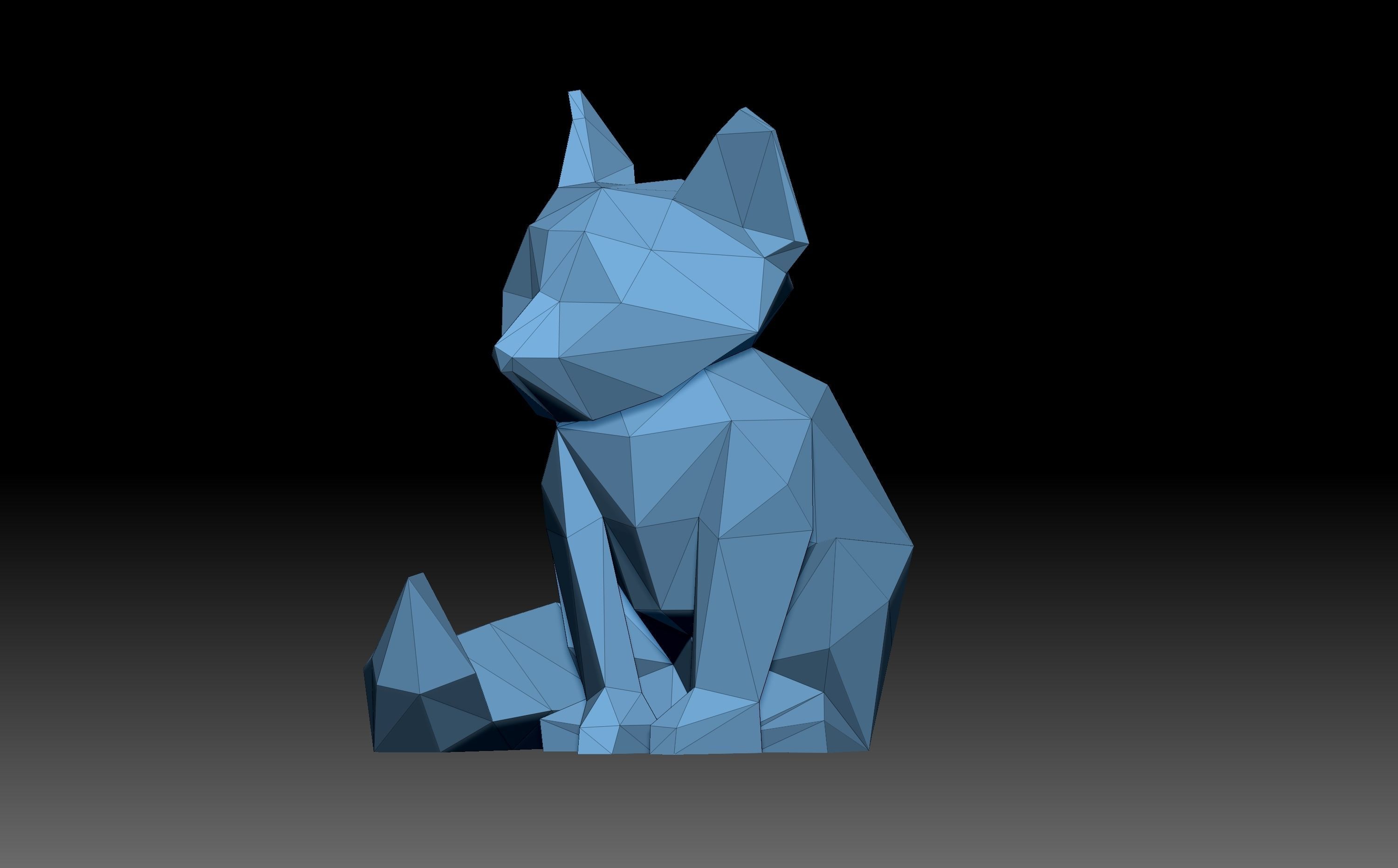 Low poly fox polygonal egyptian cat 3D print model_1