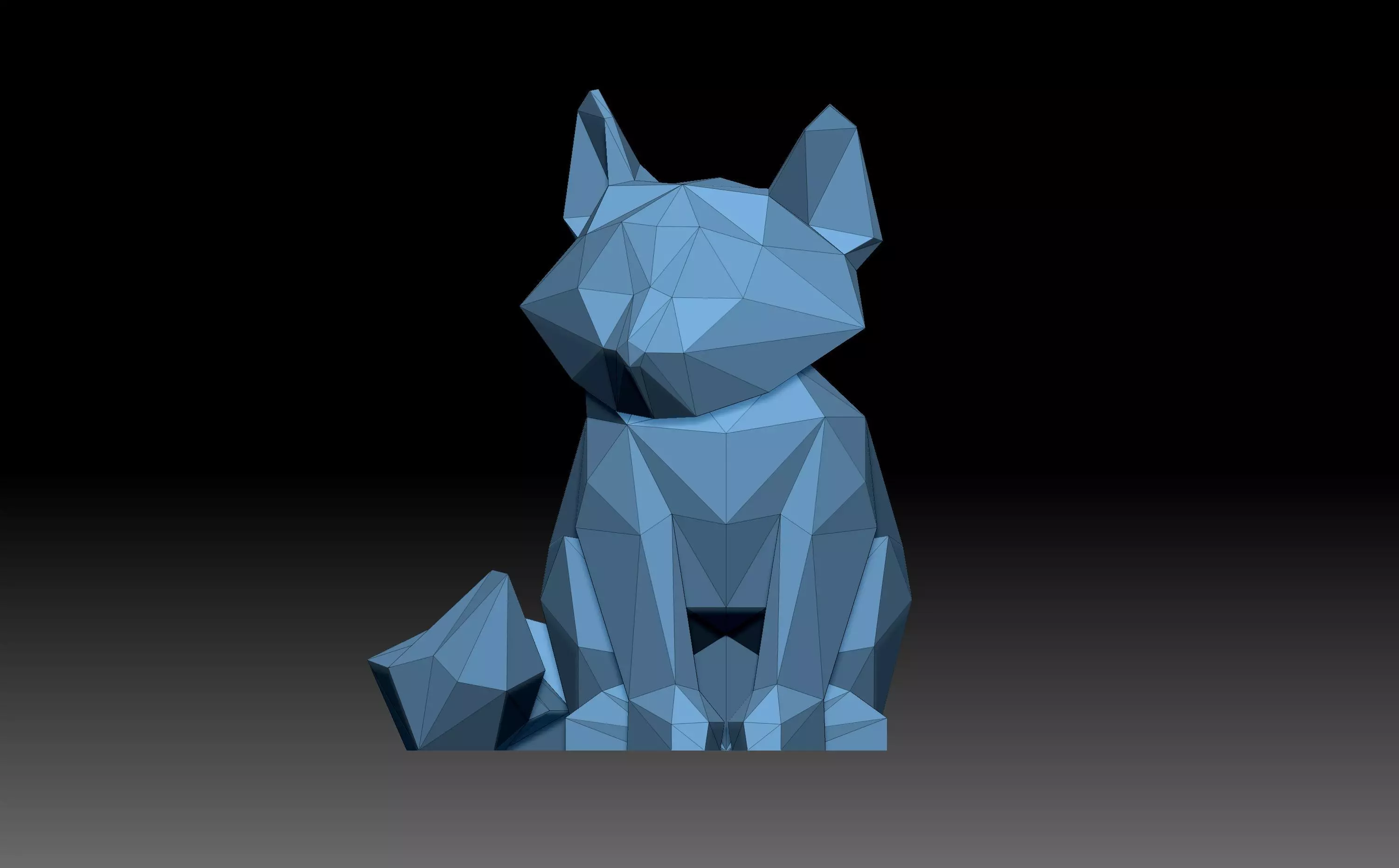 Low poly fox polygonal egyptian cat 3D print model_0