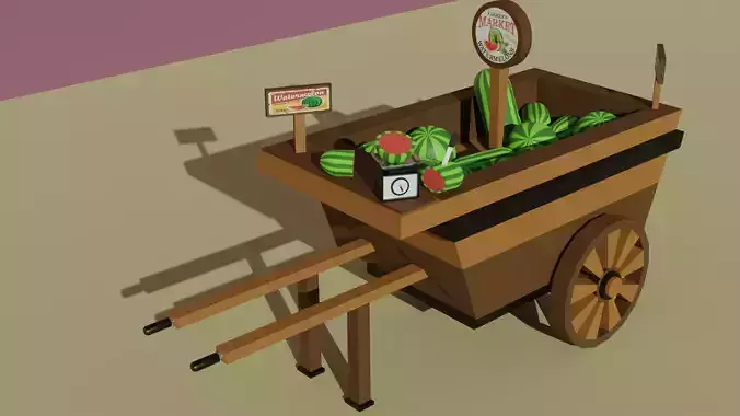Watermelon Wooden Cart