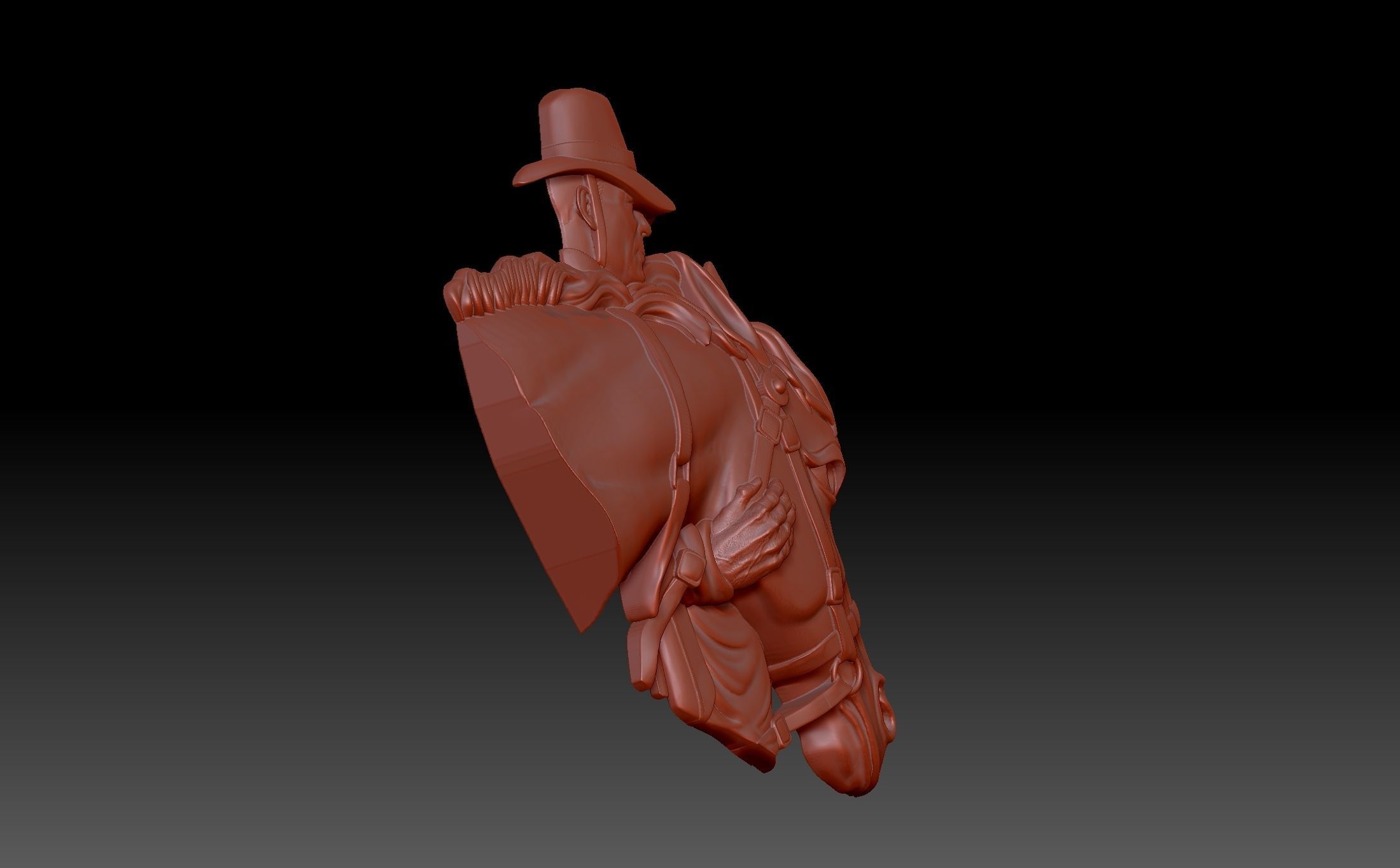 Cowboy and horse 3D print model_2