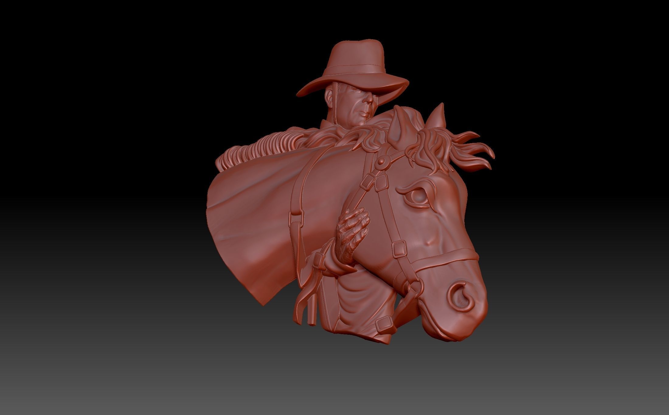 Cowboy and horse 3D print model_7