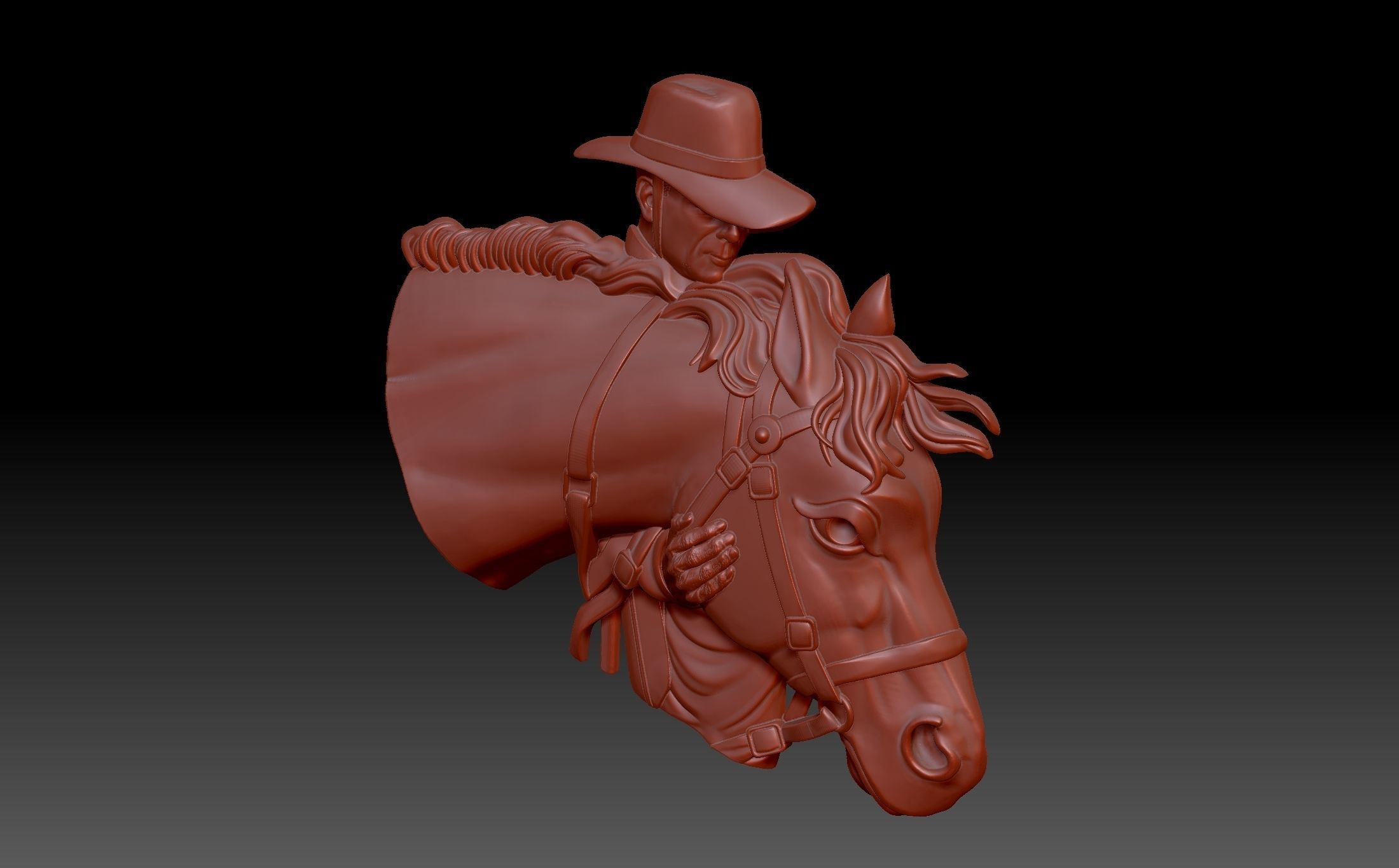 Cowboy and horse 3D print model_8