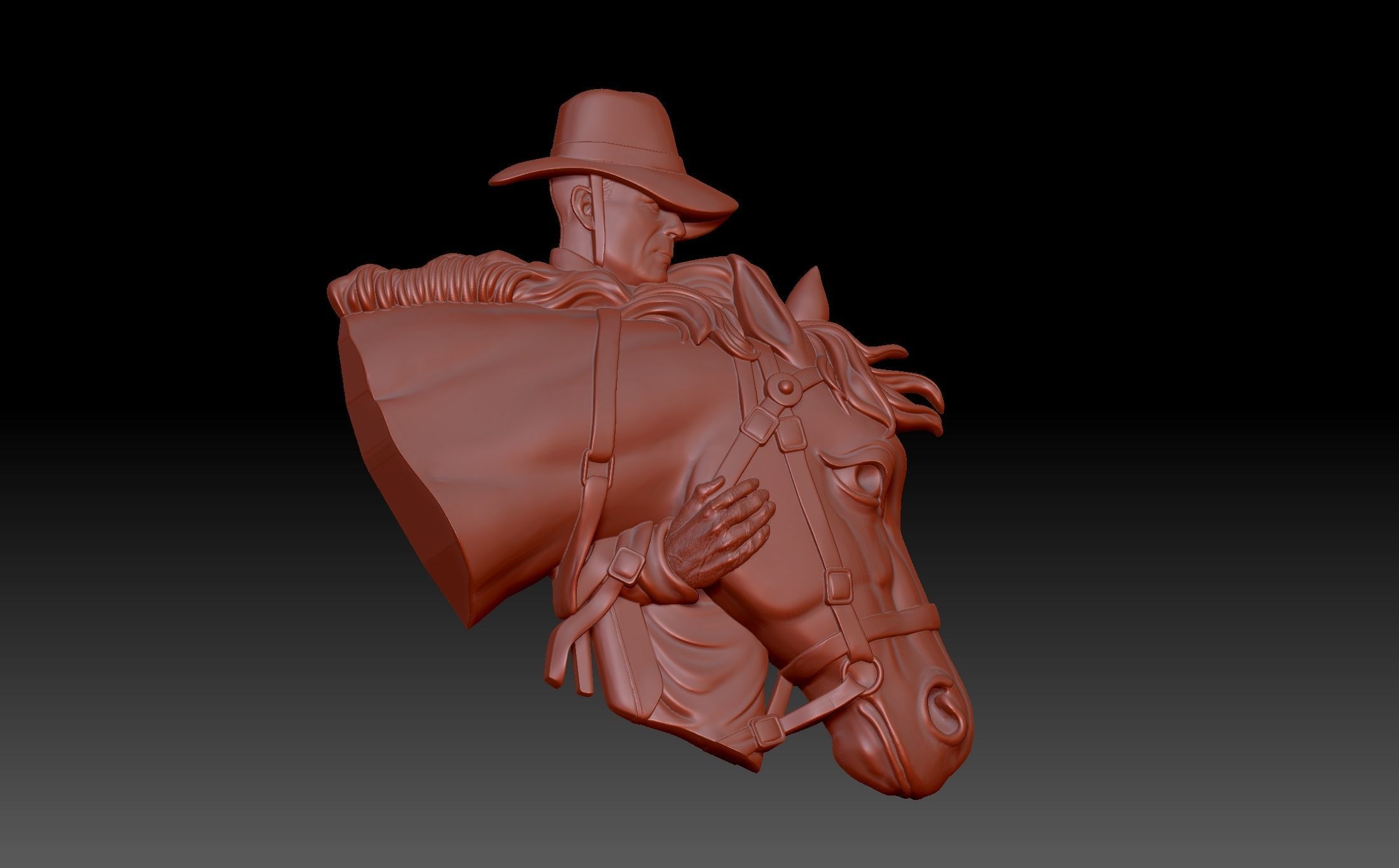 Cowboy and horse 3D print model_1