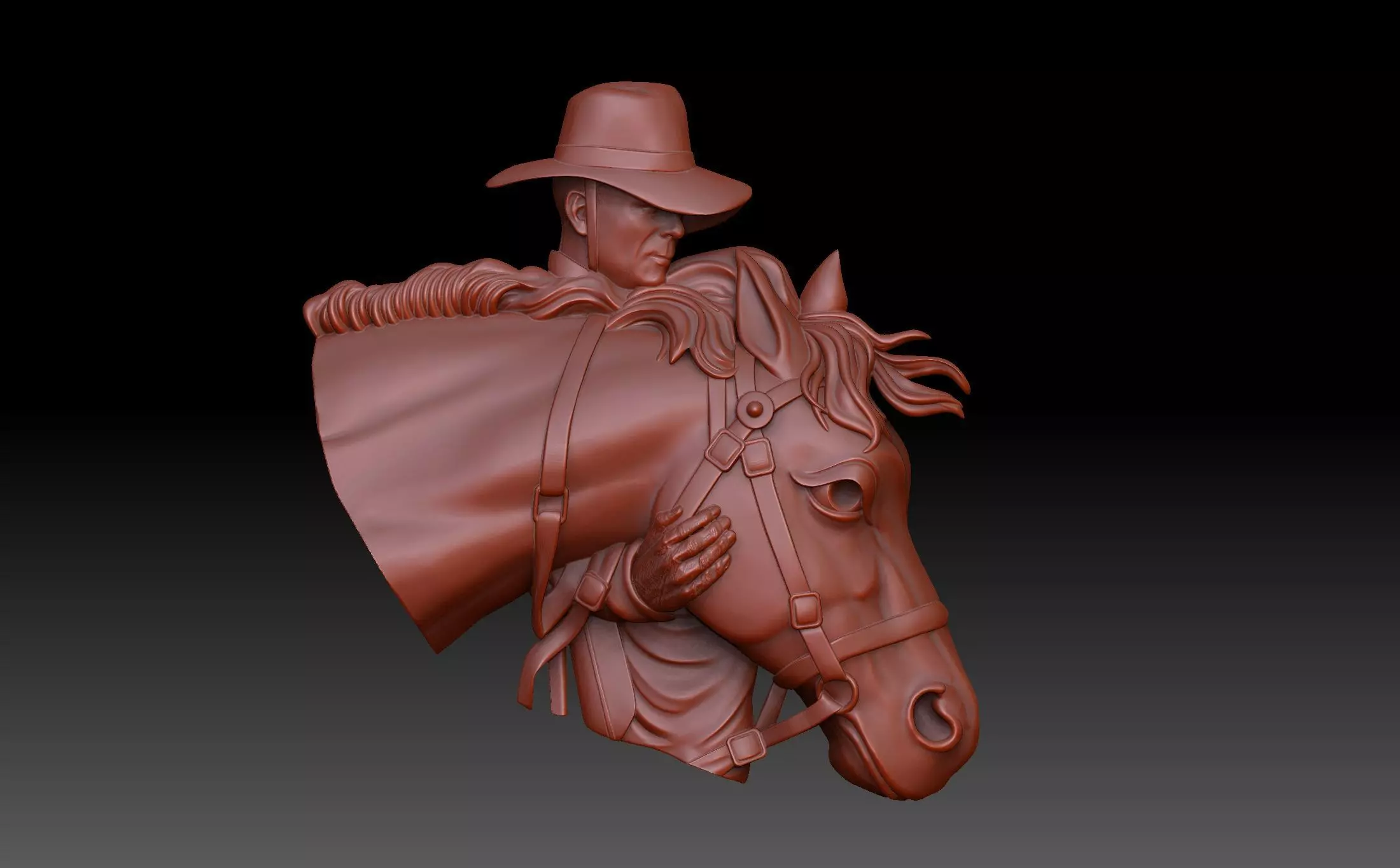 Cowboy and horse 3D print model_0