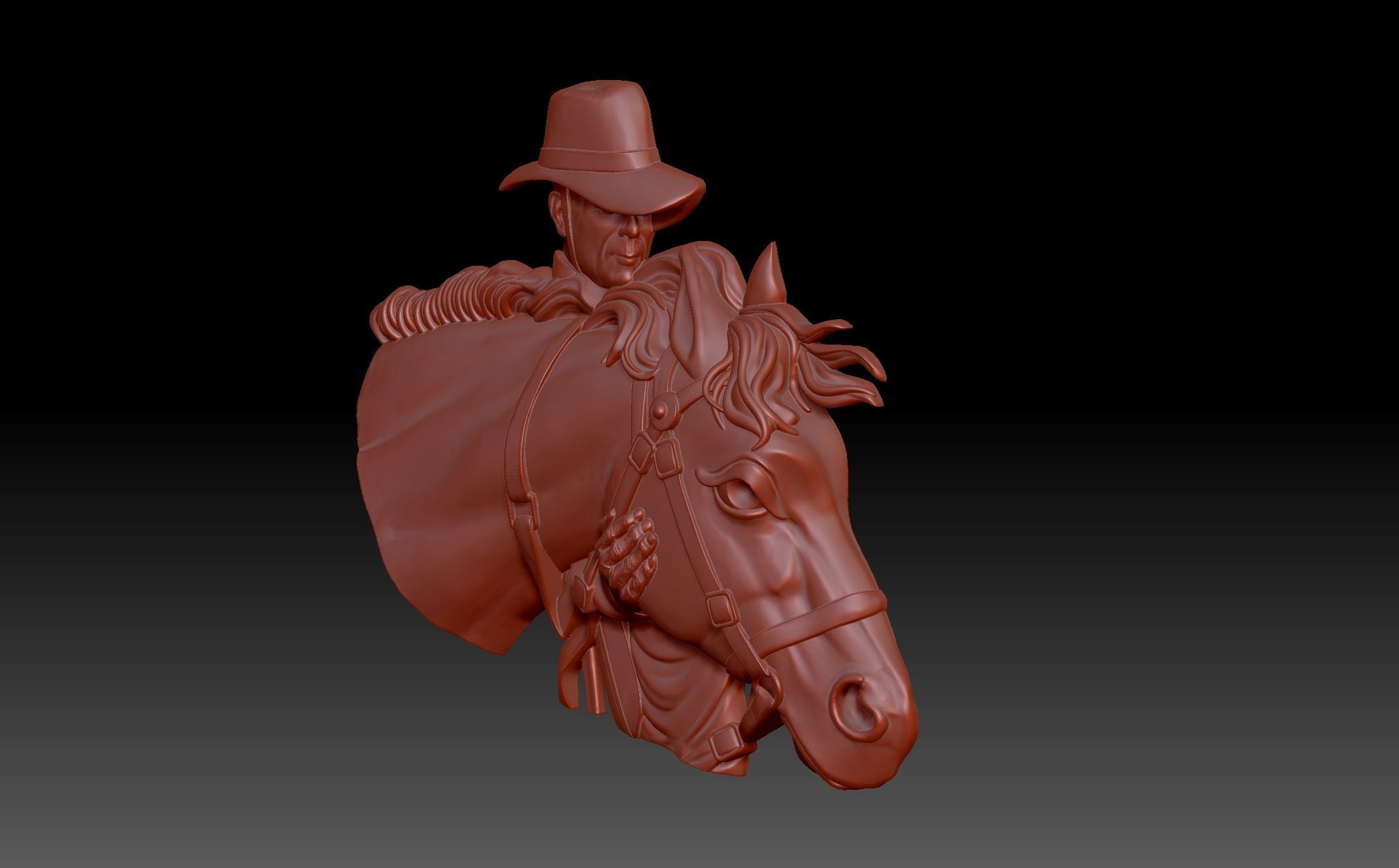 Cowboy and horse 3D print model_4