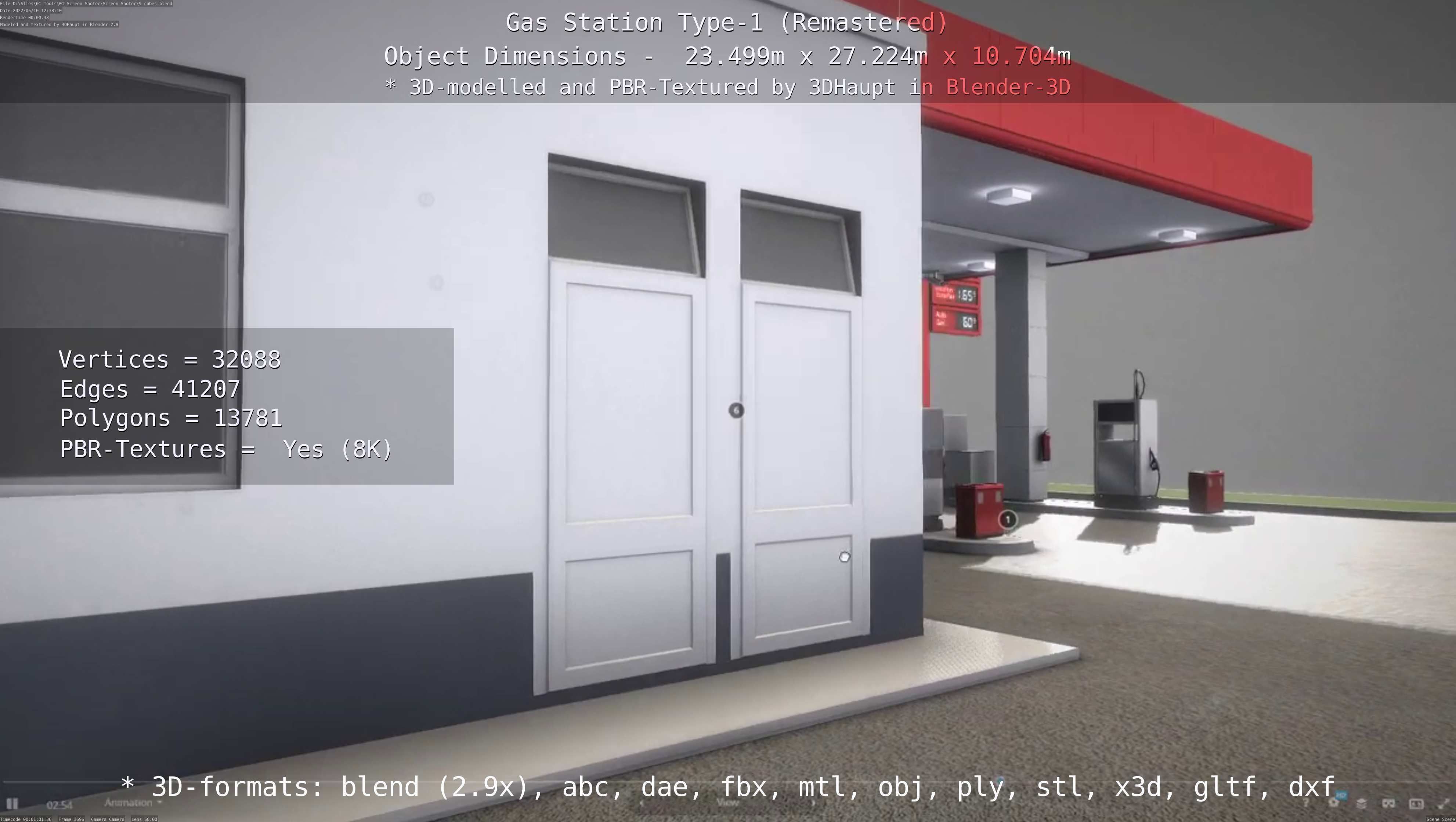 Gas Station Type-1 Remastered Low-poly 3D model_99