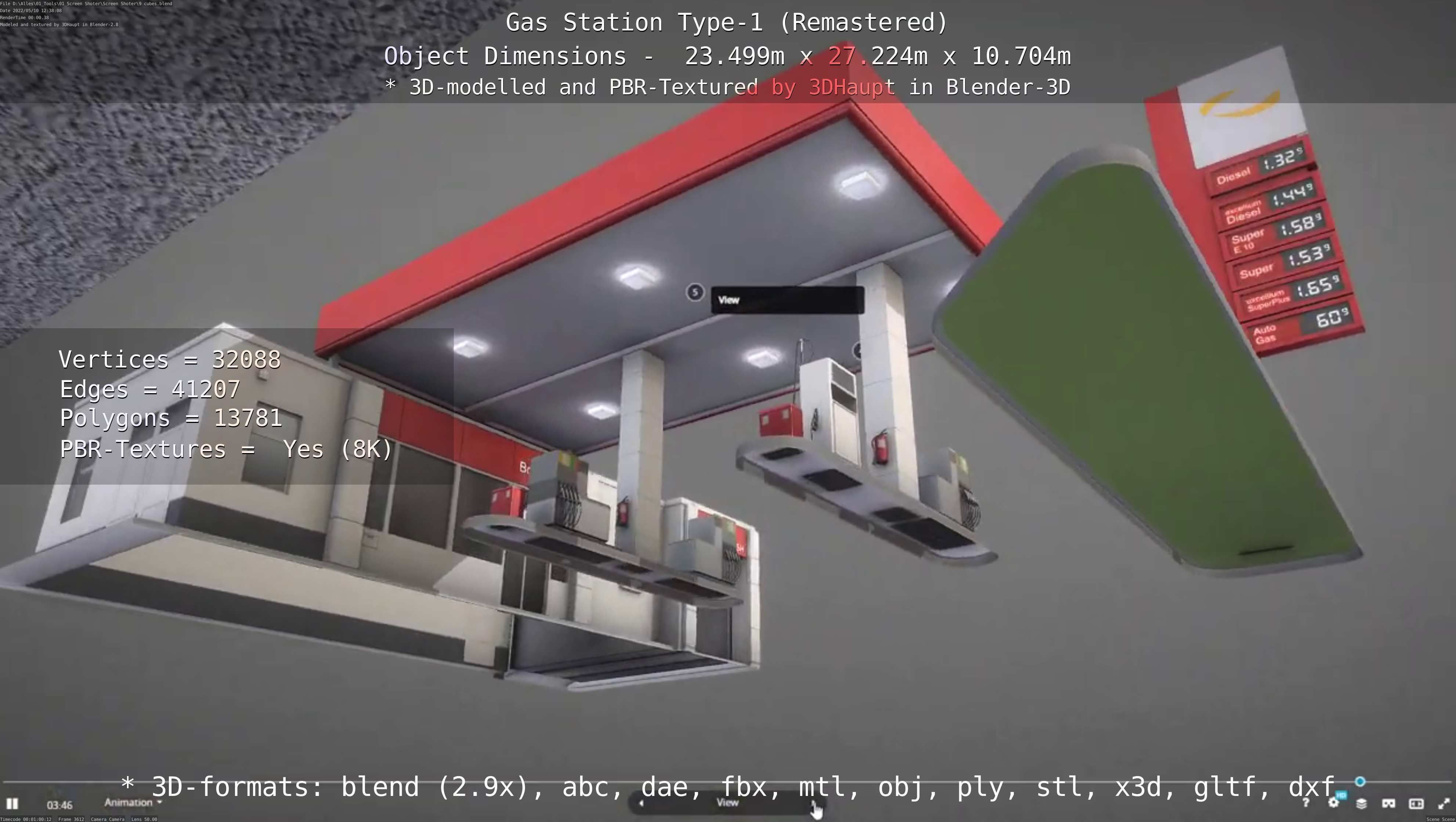 Gas Station Type-1 Remastered Low-poly 3D model_101