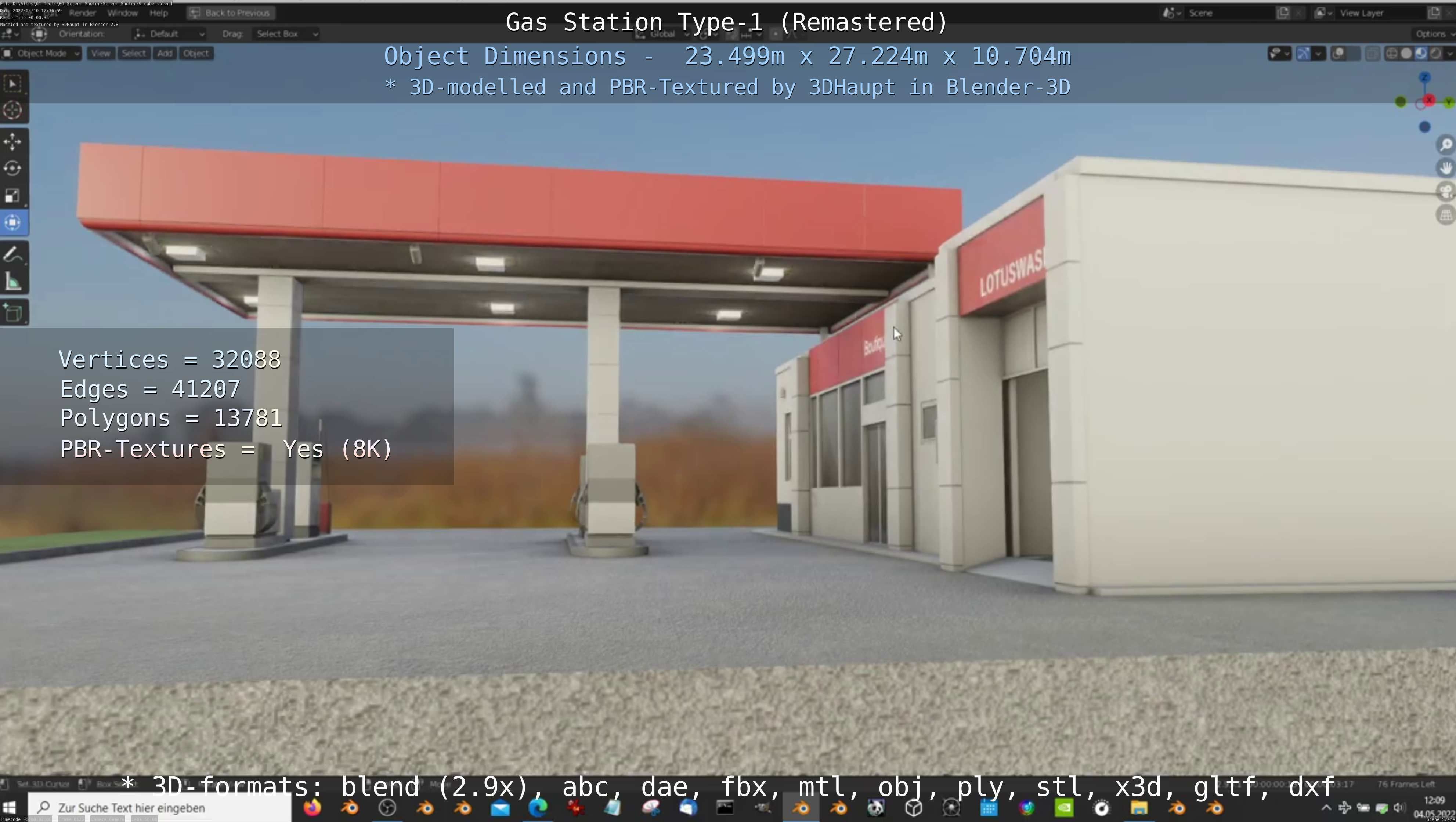 Gas Station Type-1 Remastered Low-poly 3D model_64