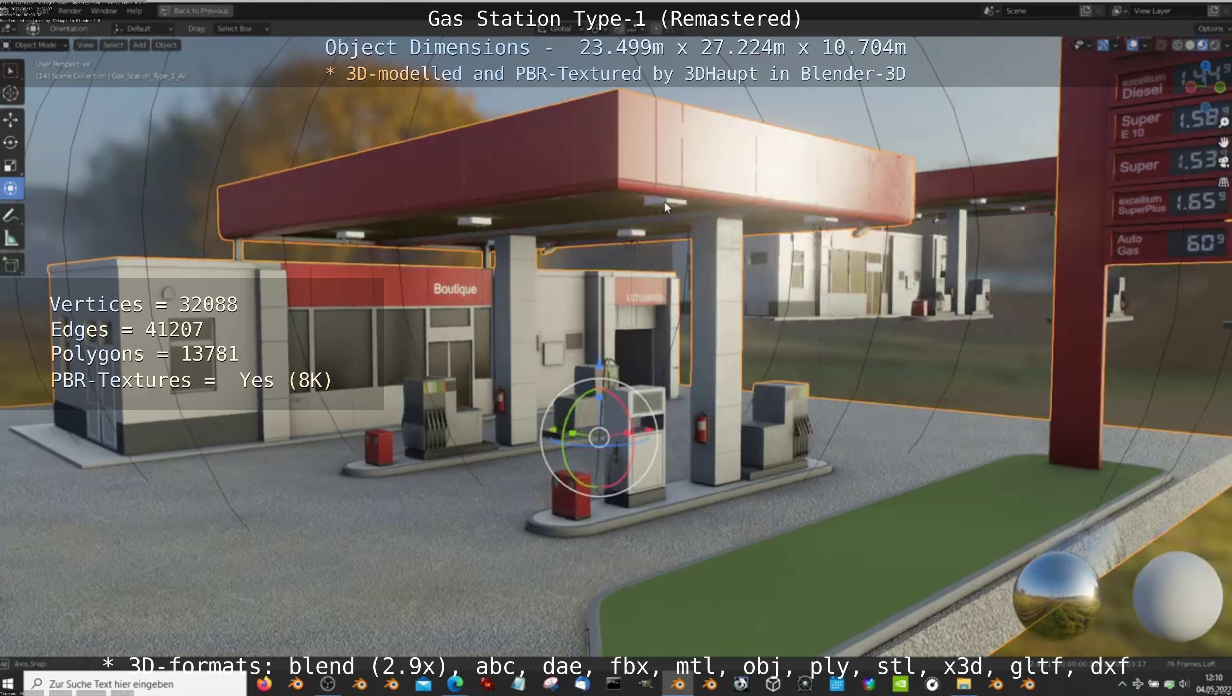 Gas Station Type-1 Remastered Low-poly 3D model_51