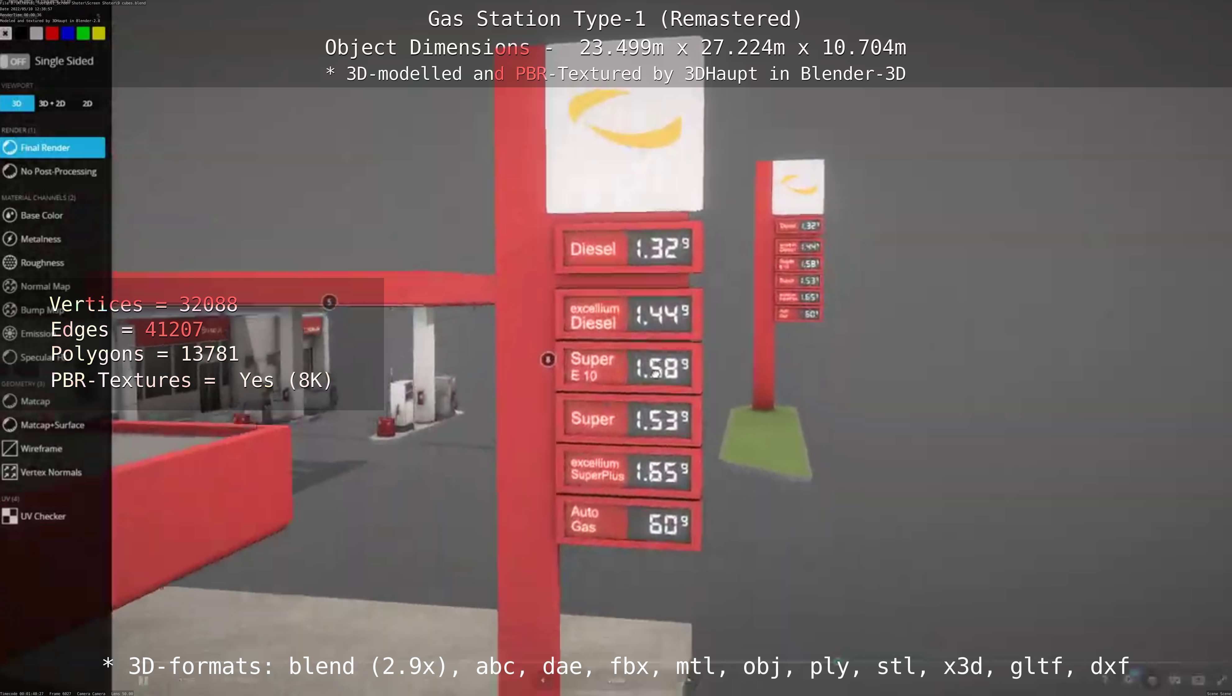 Gas Station Type-1 Remastered Low-poly 3D model_119