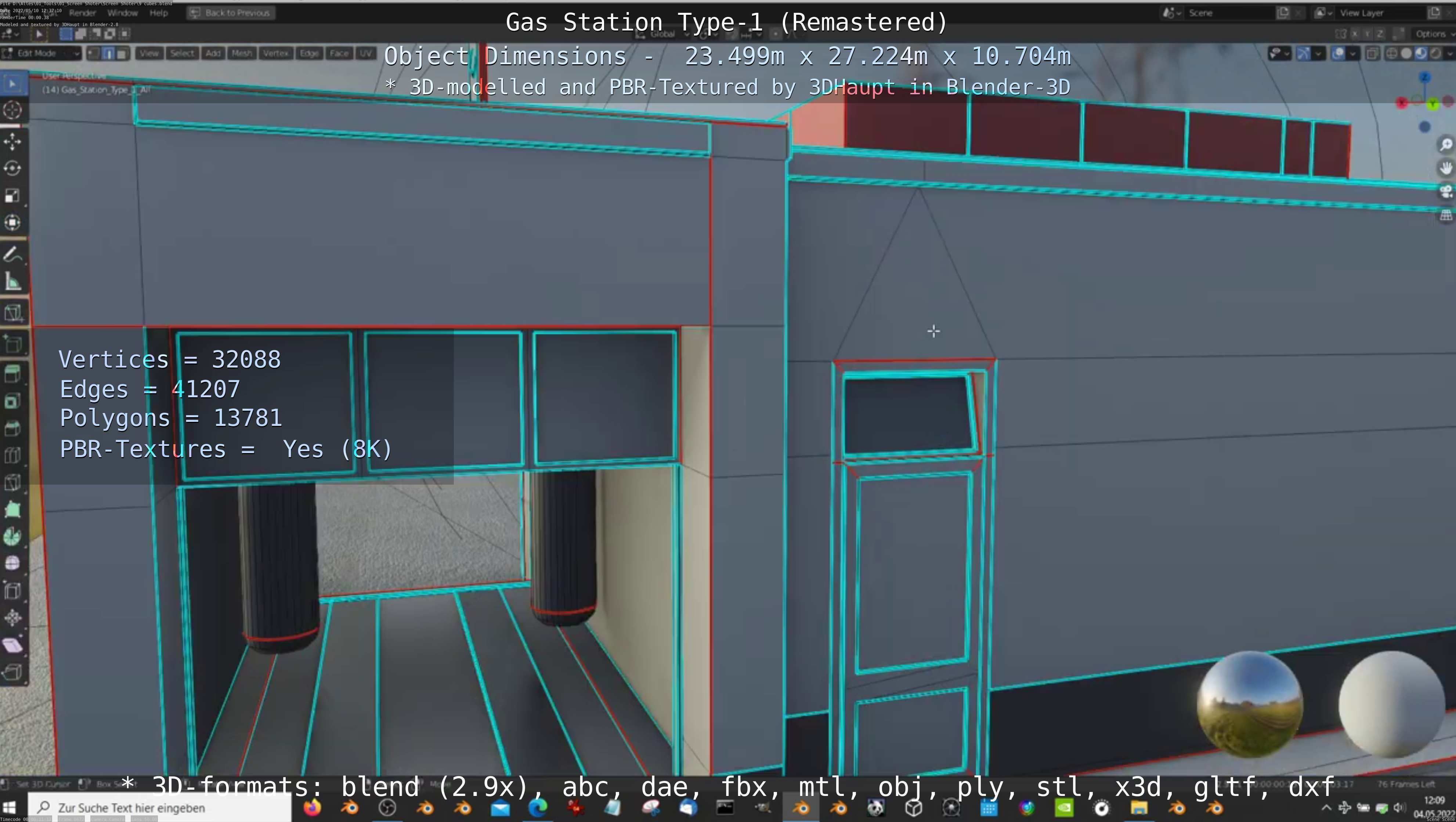 Gas Station Type-1 Remastered Low-poly 3D model_74