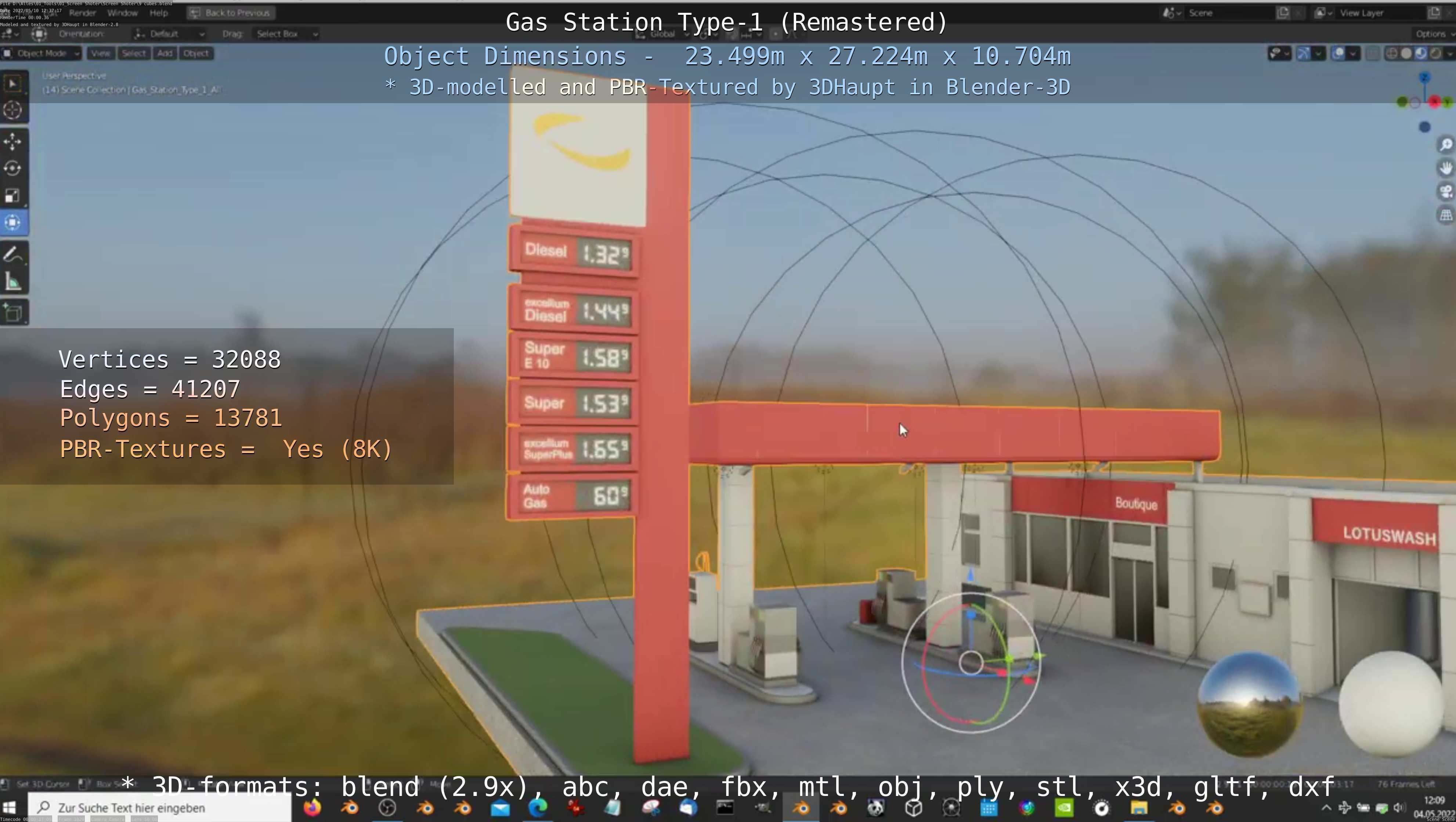 Gas Station Type-1 Remastered Low-poly 3D model_35