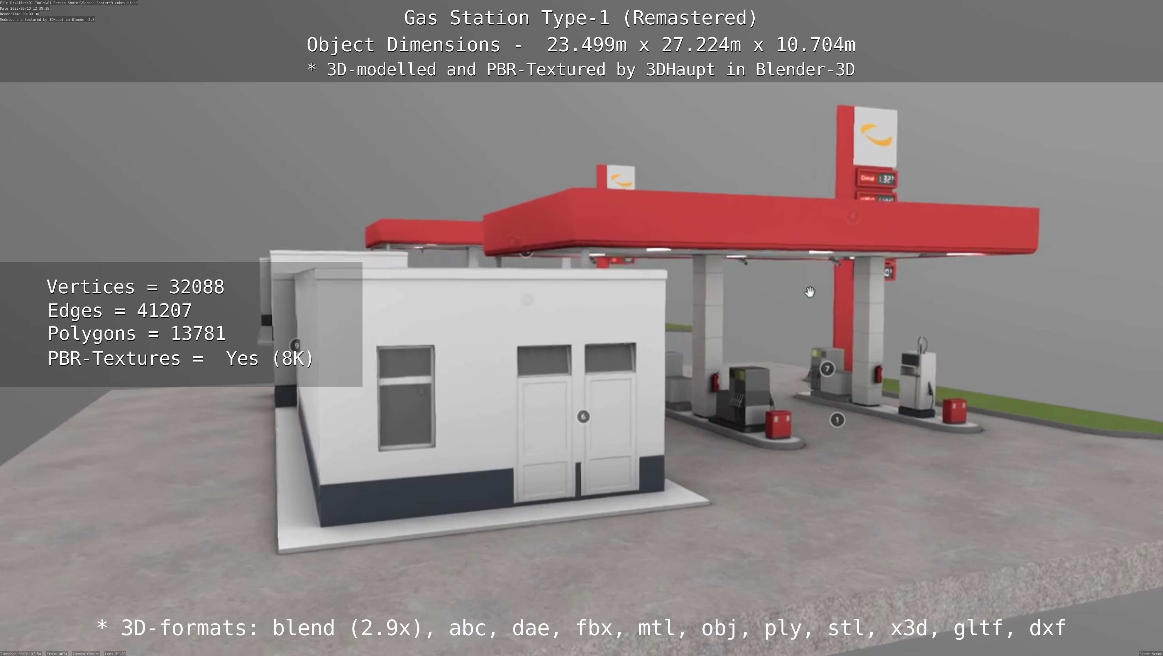 Gas Station Type-1 Remastered Low-poly 3D model_108