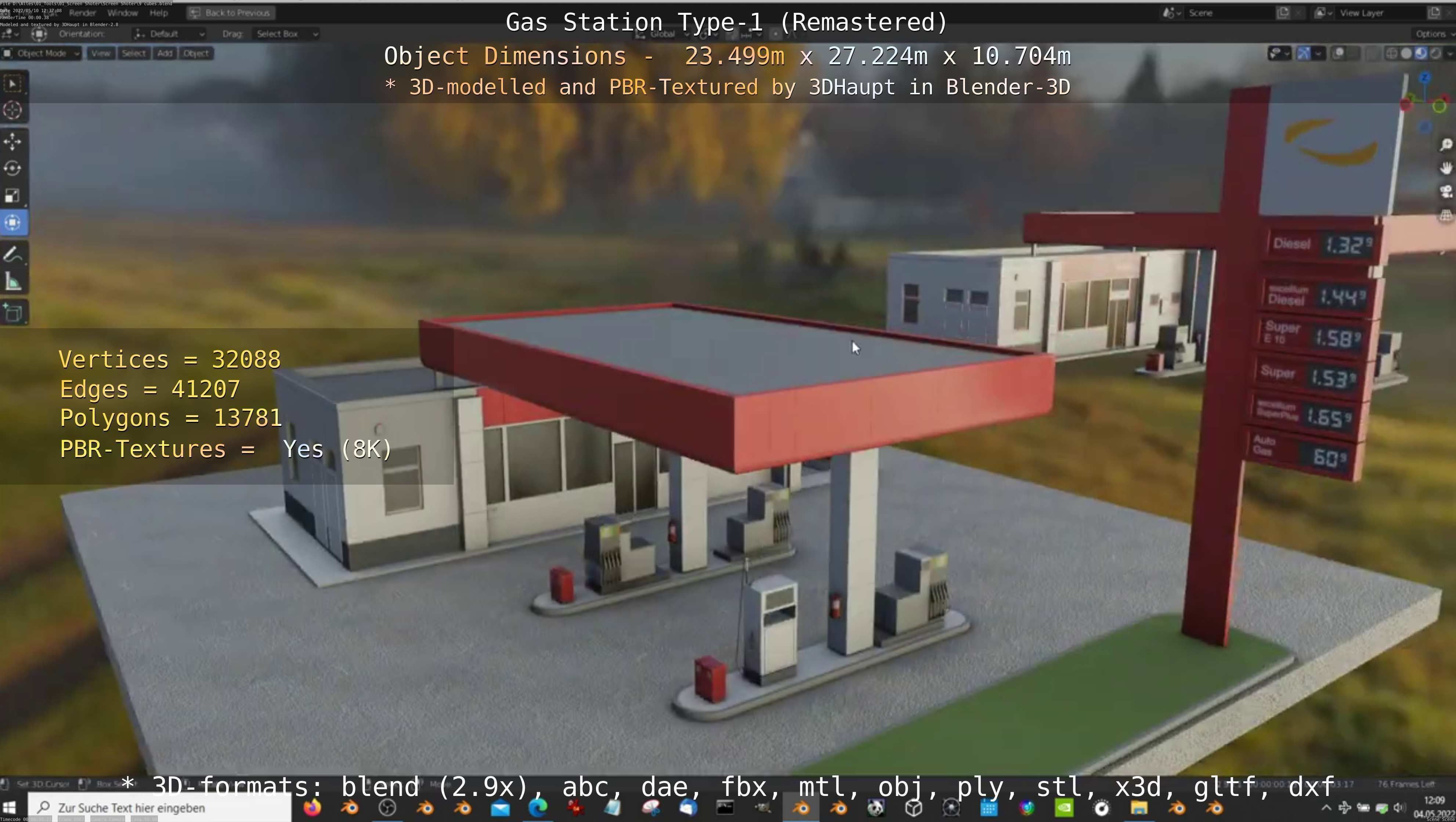 Gas Station Type-1 Remastered Low-poly 3D model_68