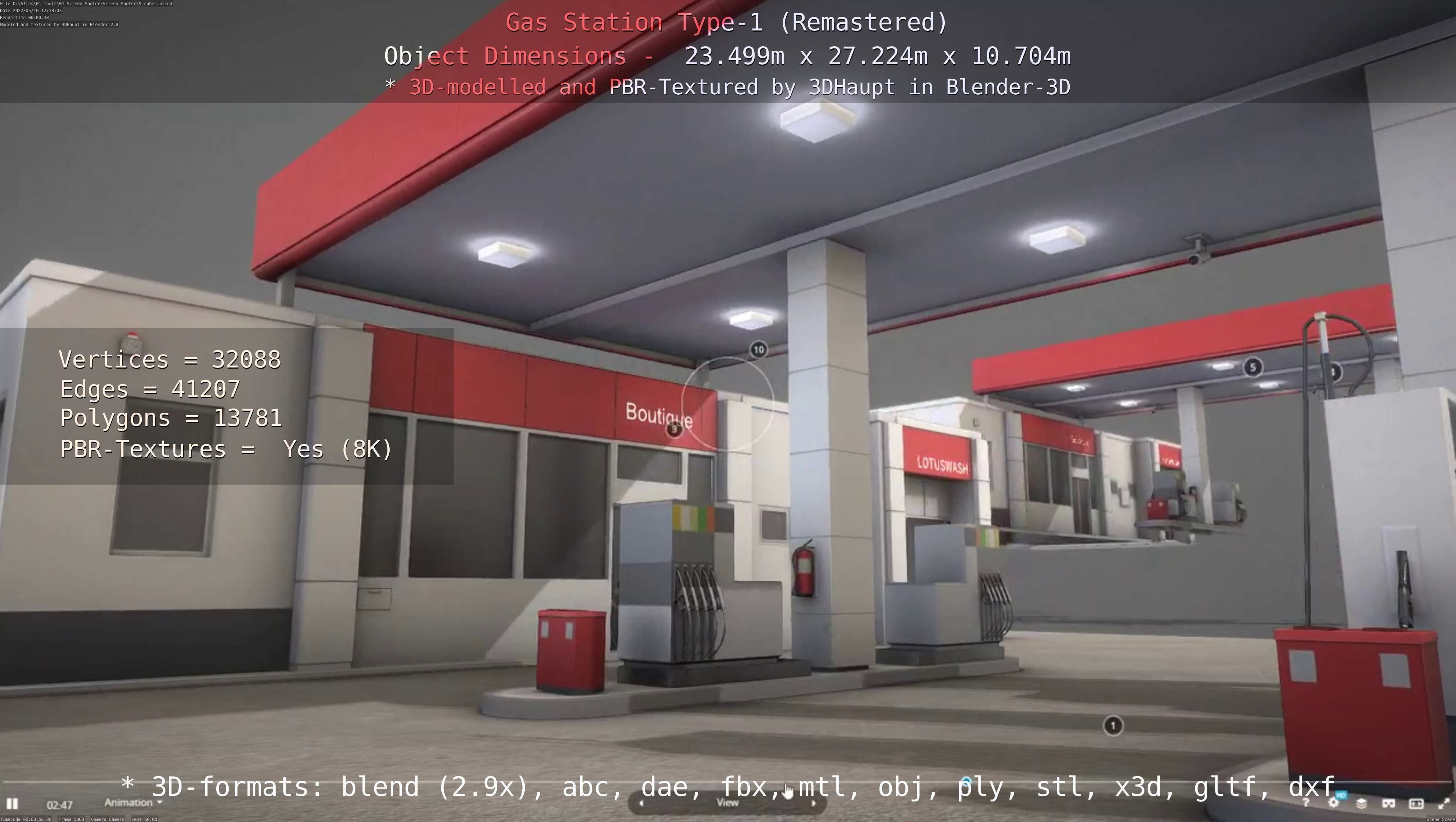 Gas Station Type-1 Remastered Low-poly 3D model_98