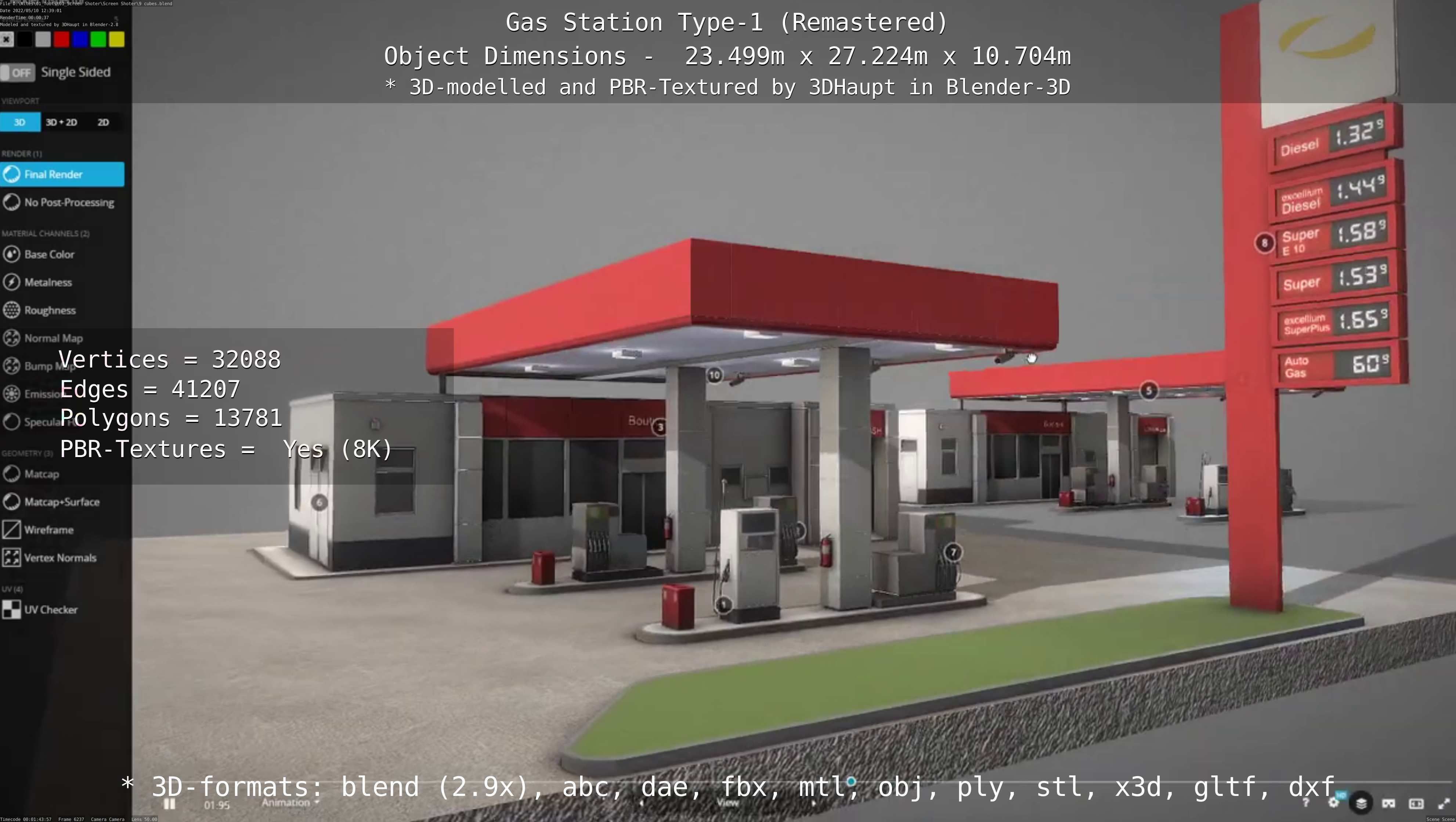 Gas Station Type-1 Remastered Low-poly 3D model_123