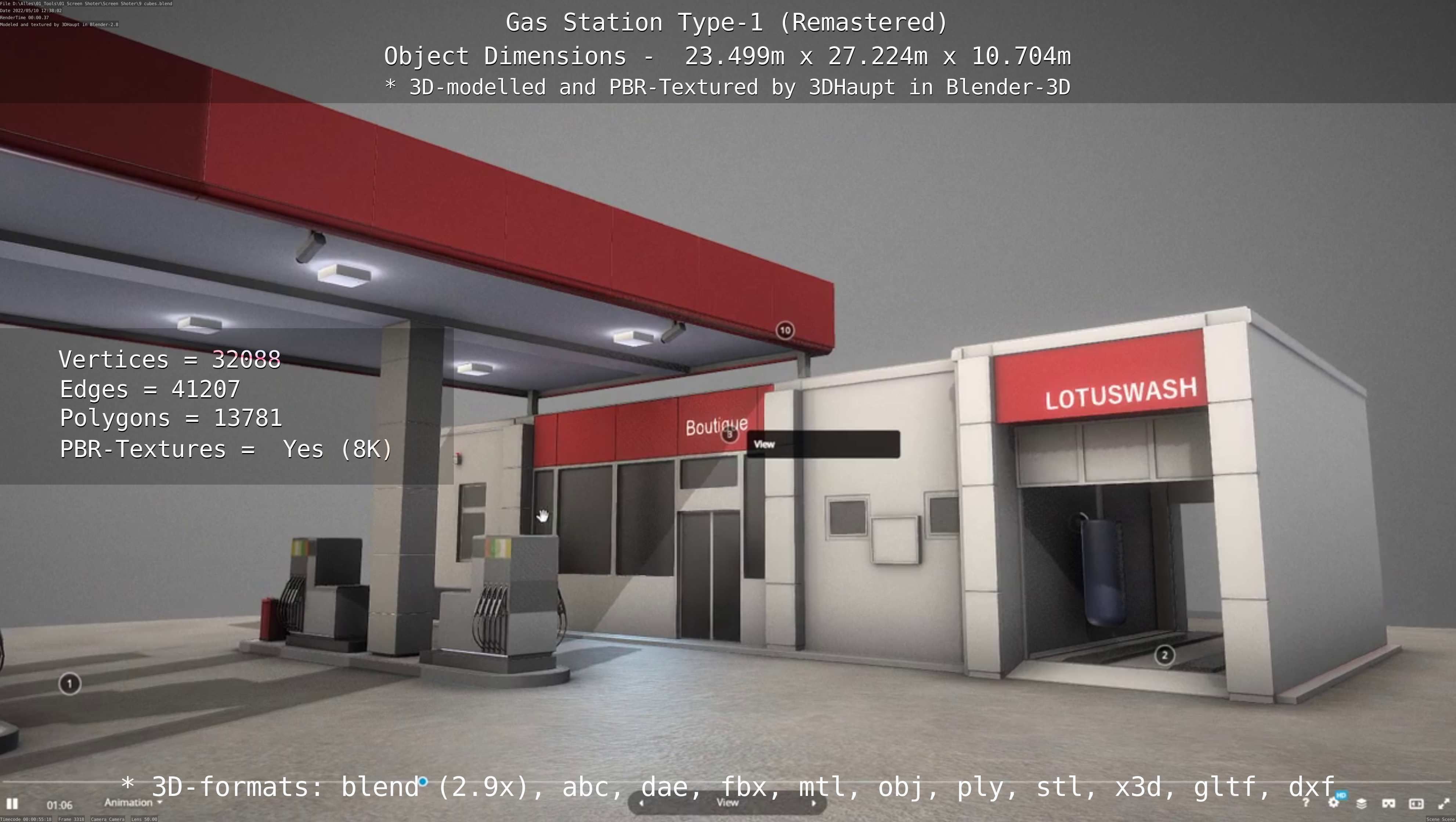 Gas Station Type-1 Remastered Low-poly 3D model_122