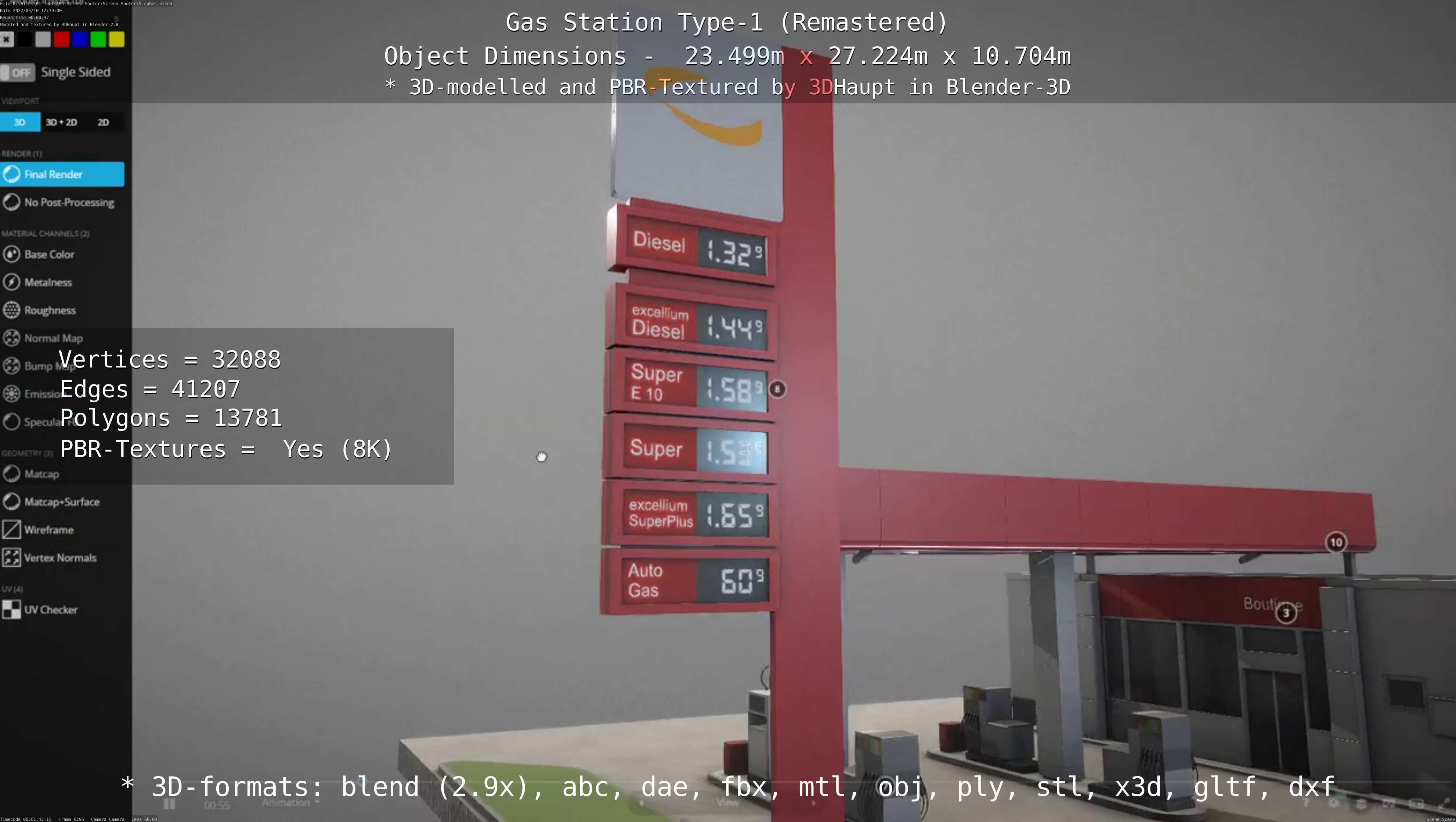 Gas Station Type-1 Remastered Low-poly 3D model_120