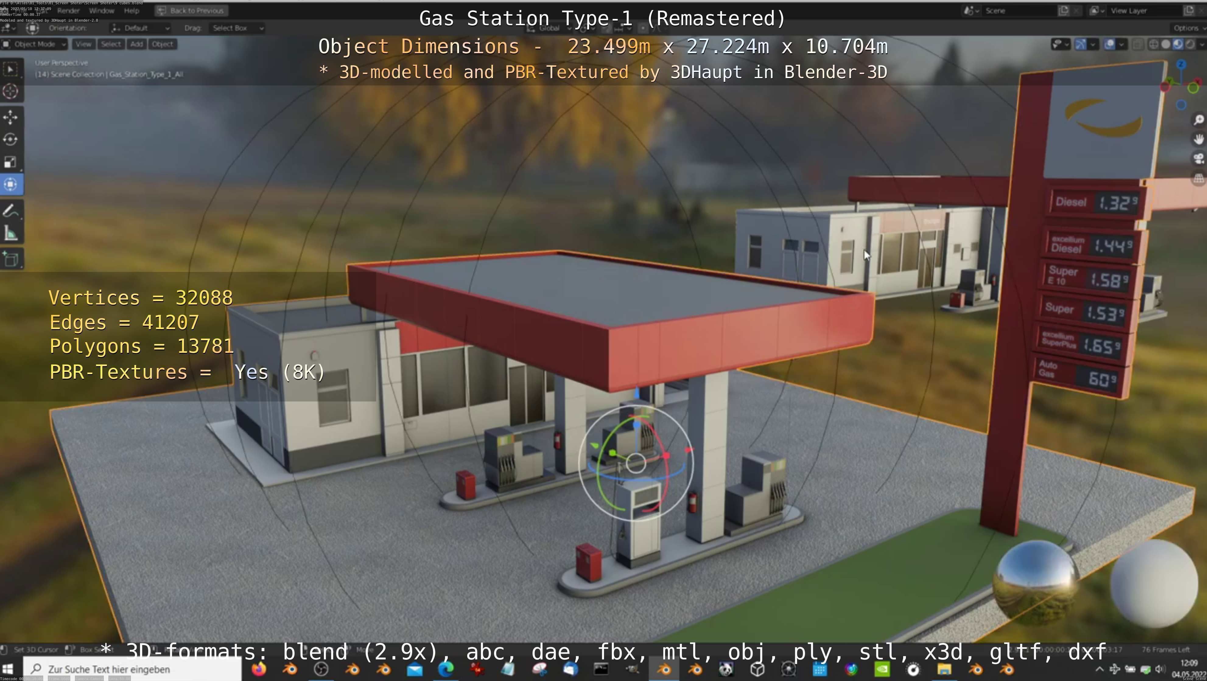 Gas Station Type-1 Remastered Low-poly 3D model_75