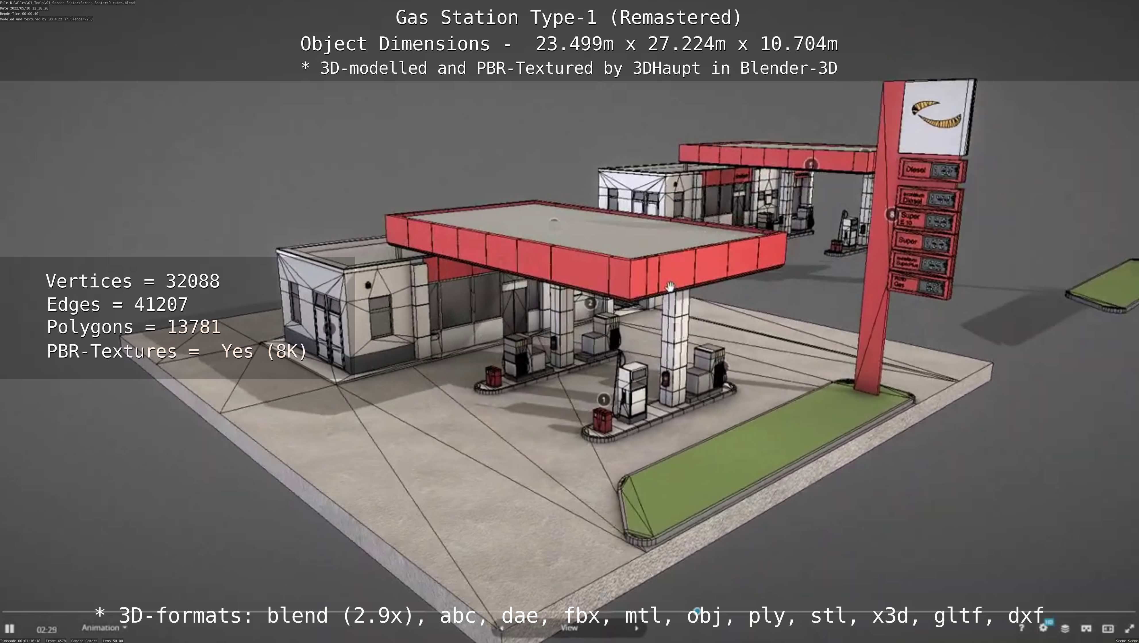 Gas Station Type-1 Remastered Low-poly 3D model_109