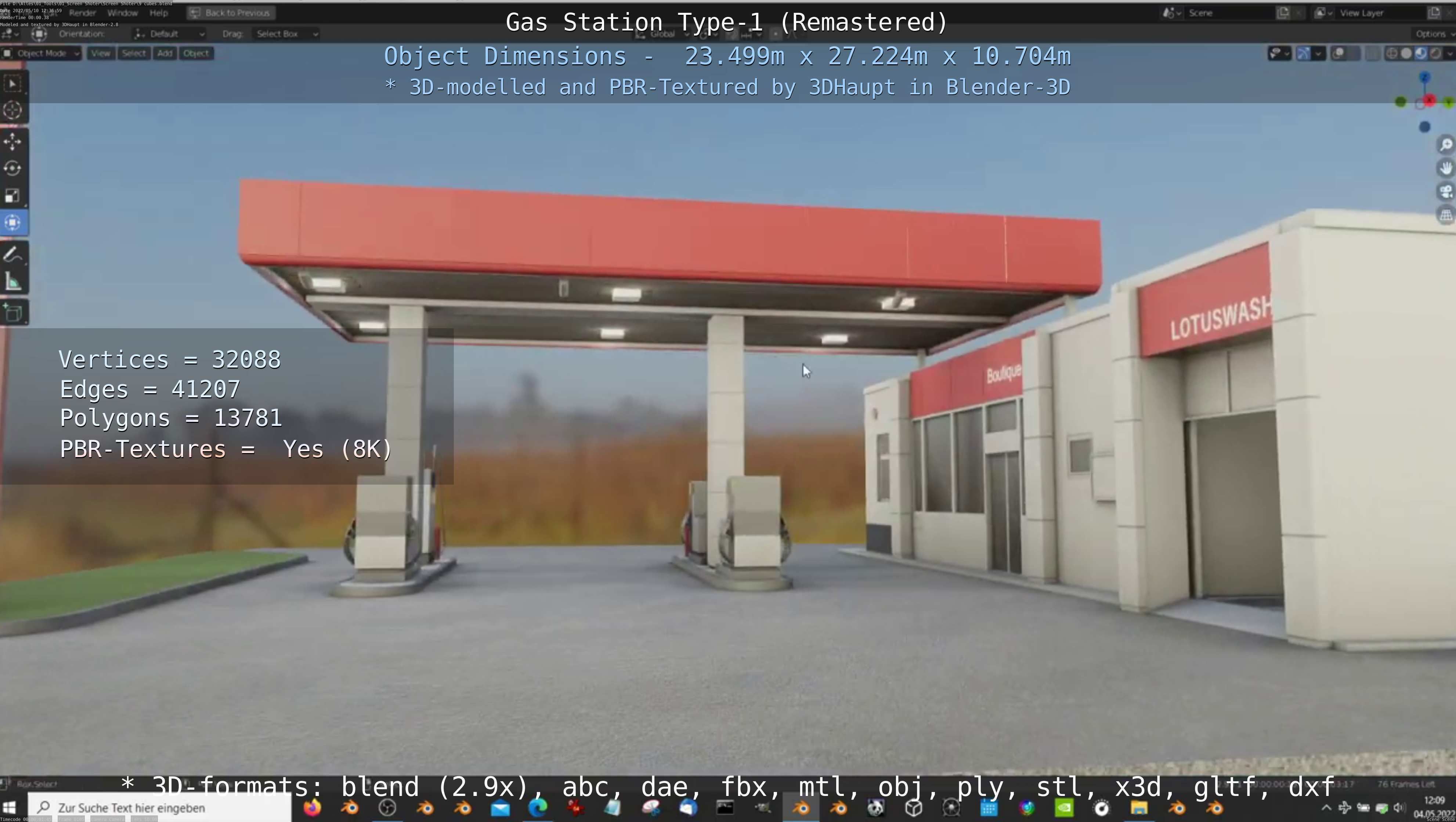 Gas Station Type-1 Remastered Low-poly 3D model_60
