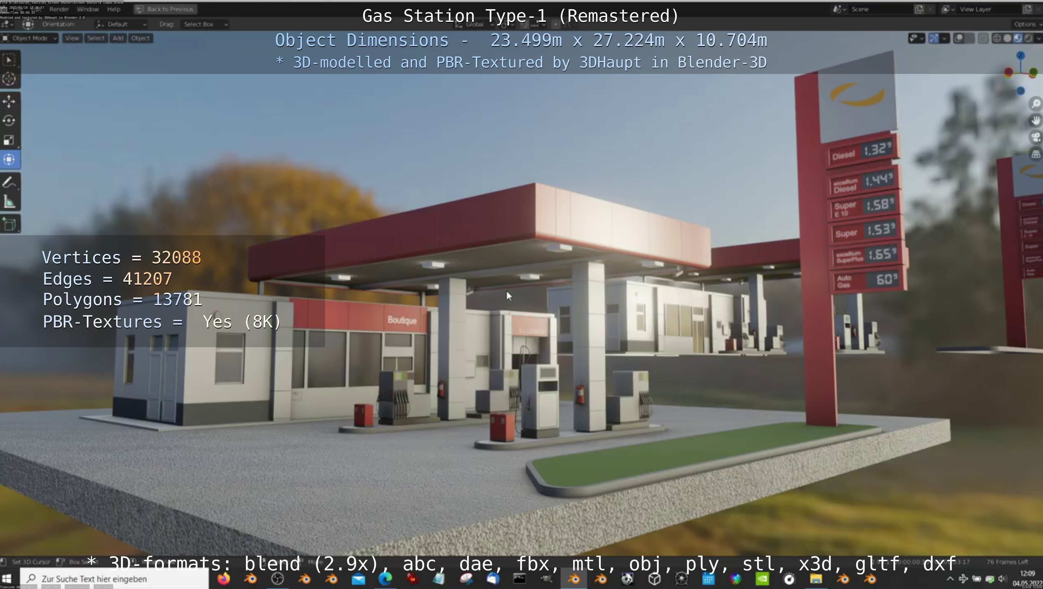 Gas Station Type-1 Remastered Low-poly 3D model_63