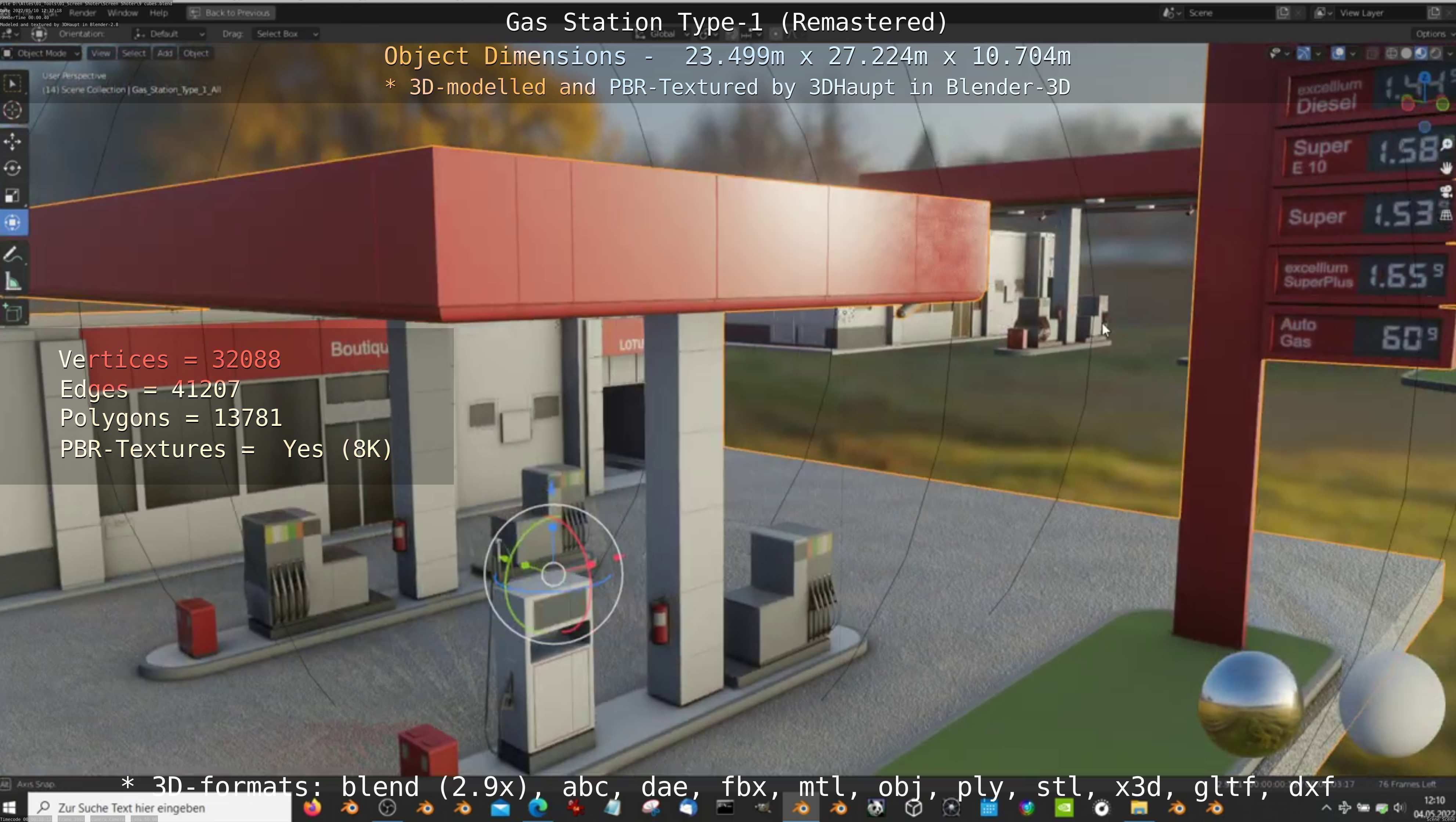 Gas Station Type-1 Remastered Low-poly 3D model_86