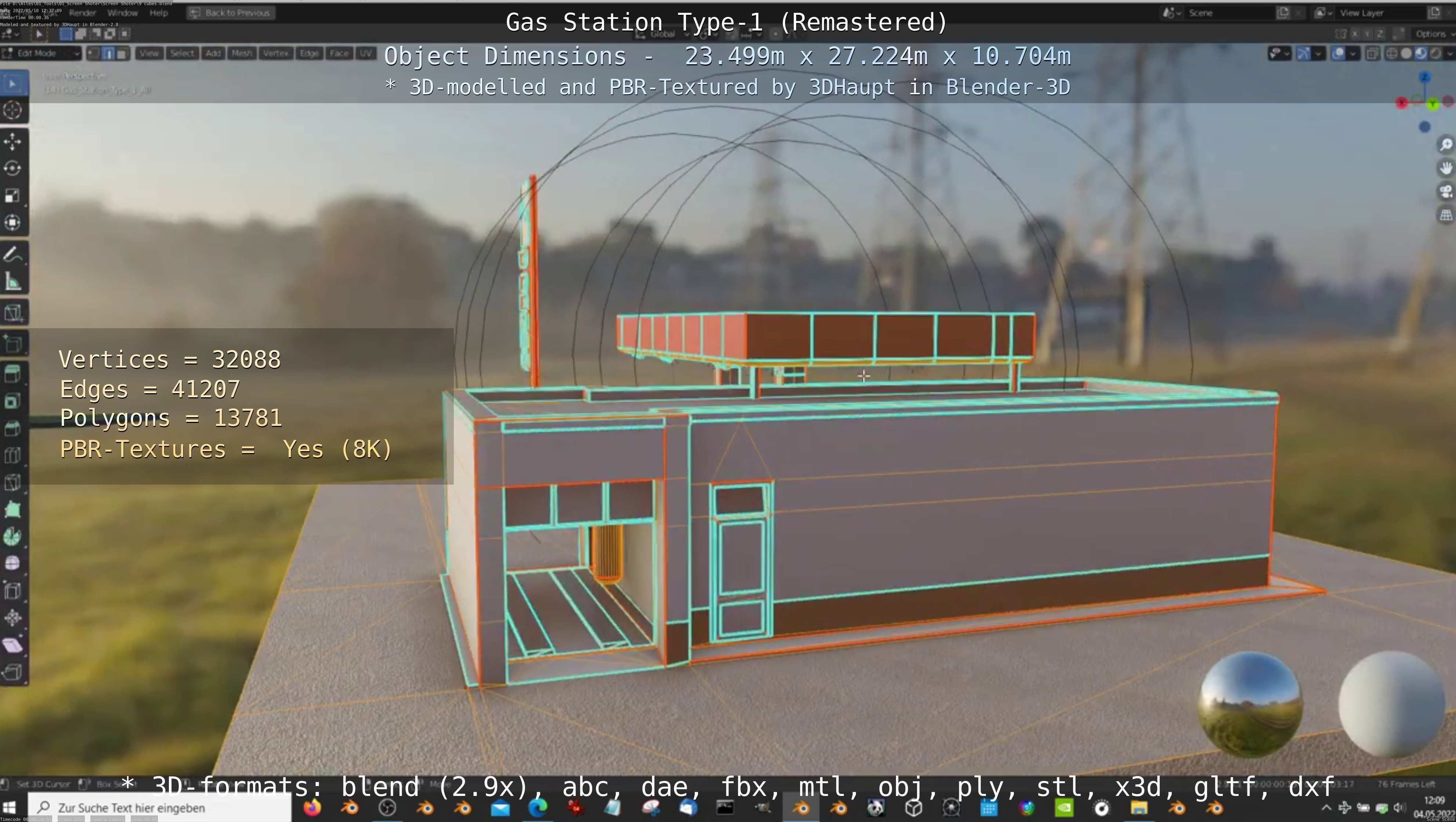 Gas Station Type-1 Remastered Low-poly 3D model_38