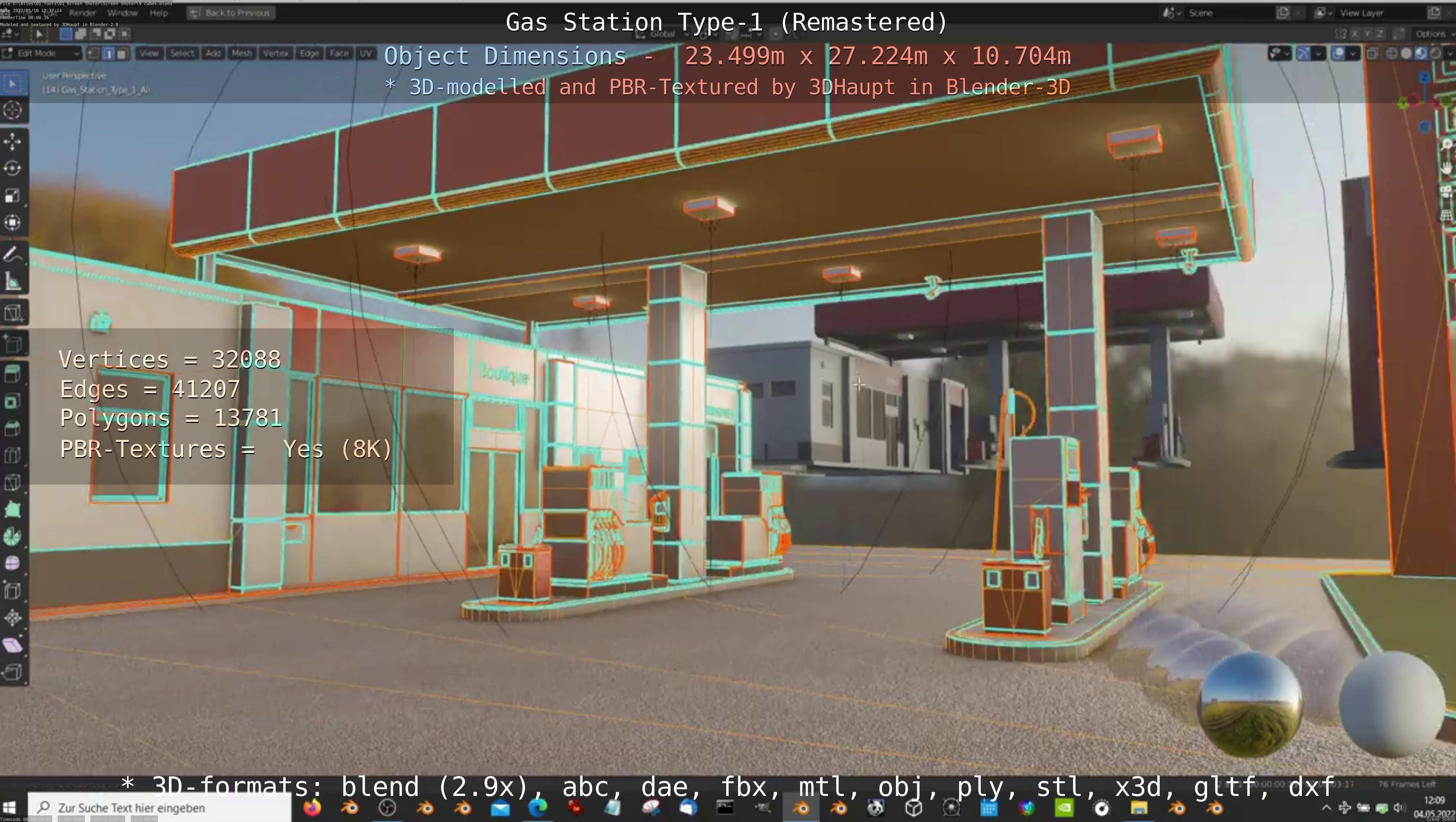 Gas Station Type-1 Remastered Low-poly 3D model_80