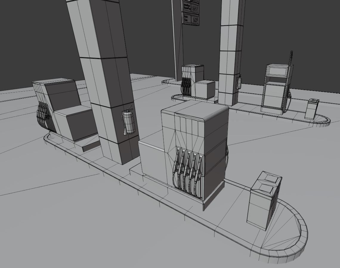 Gas Station Type-1 Remastered Low-poly 3D model_22