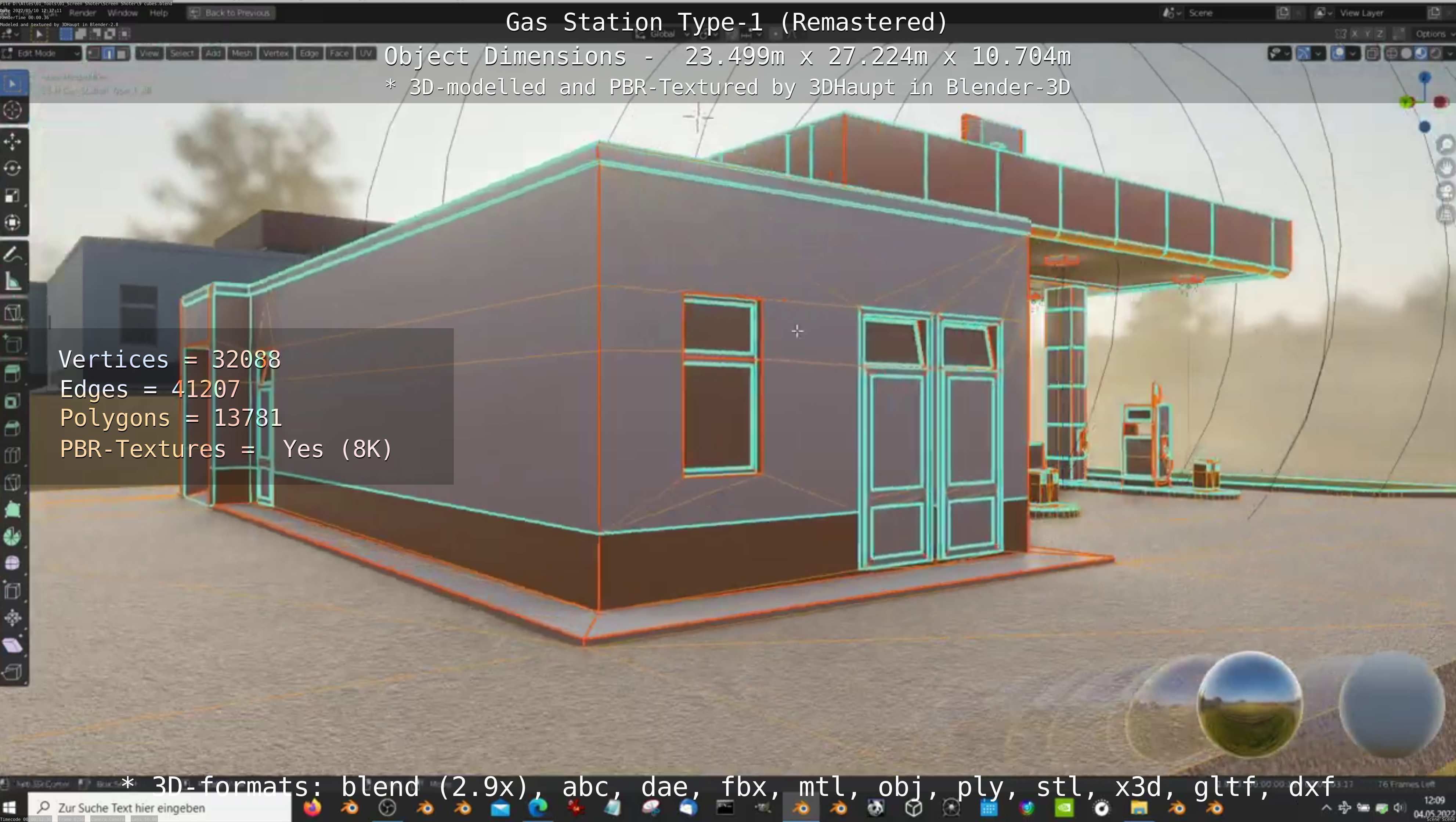 Gas Station Type-1 Remastered Low-poly 3D model_79