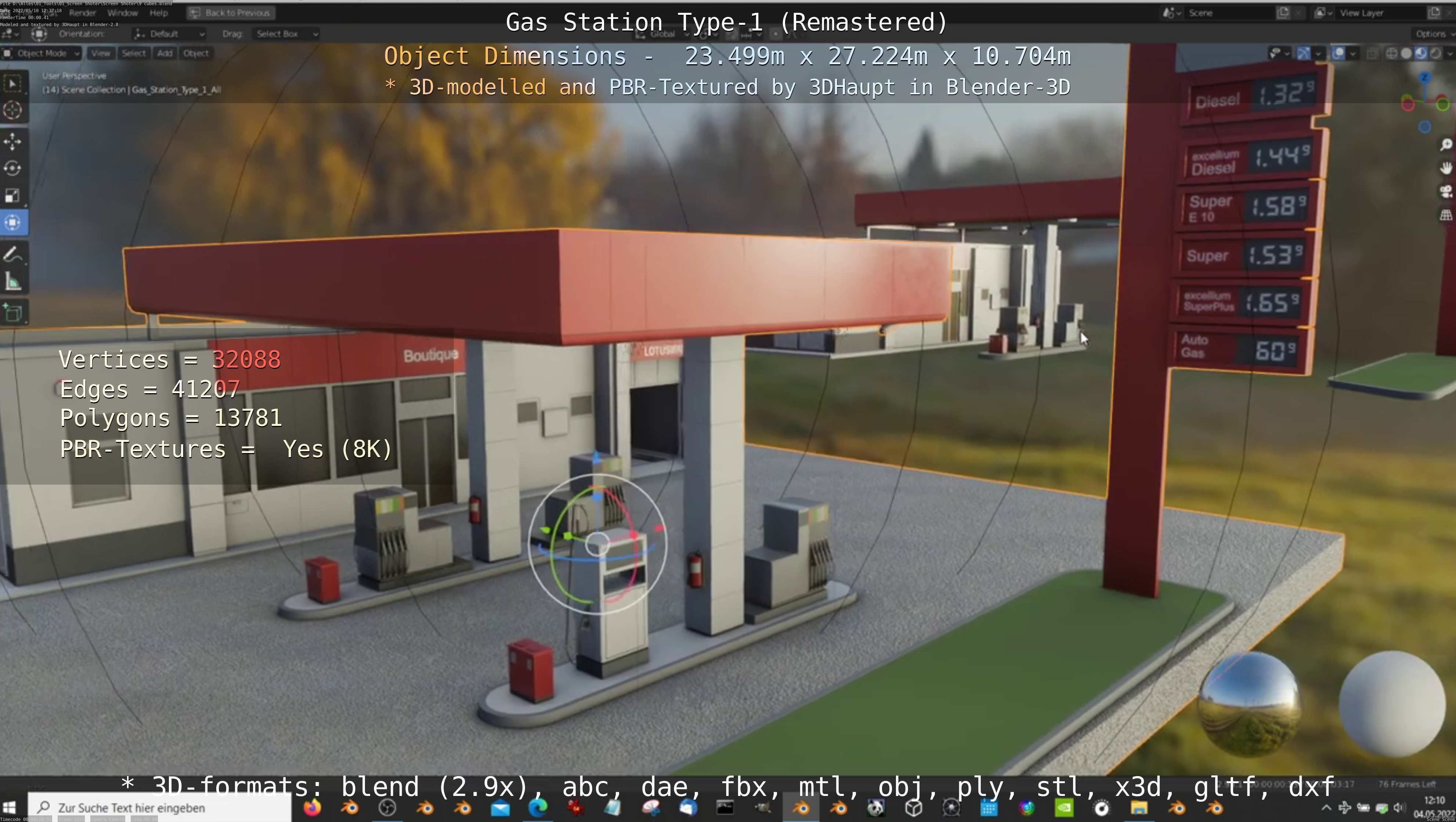 Gas Station Type-1 Remastered Low-poly 3D model_31