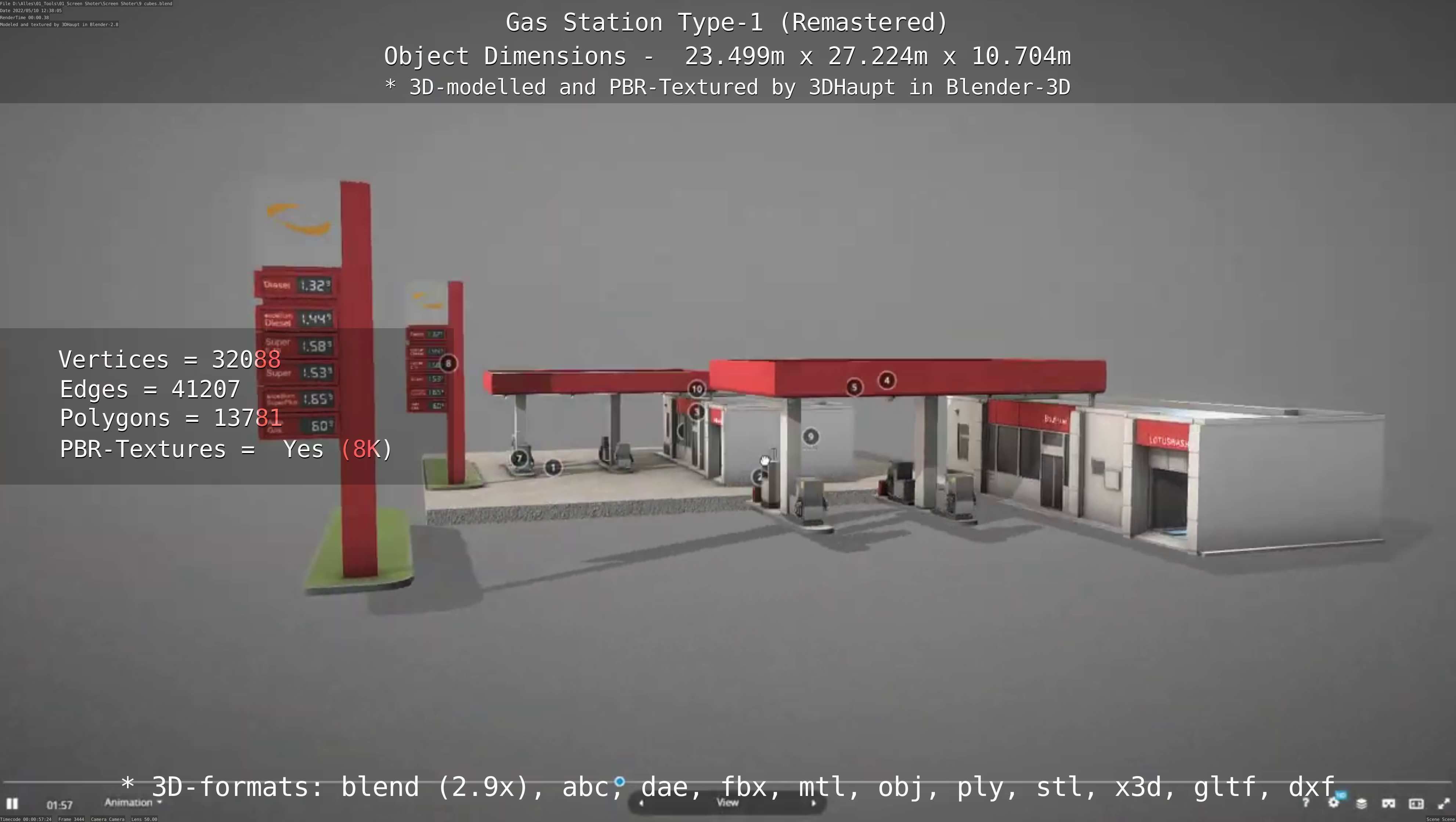 Gas Station Type-1 Remastered Low-poly 3D model_104