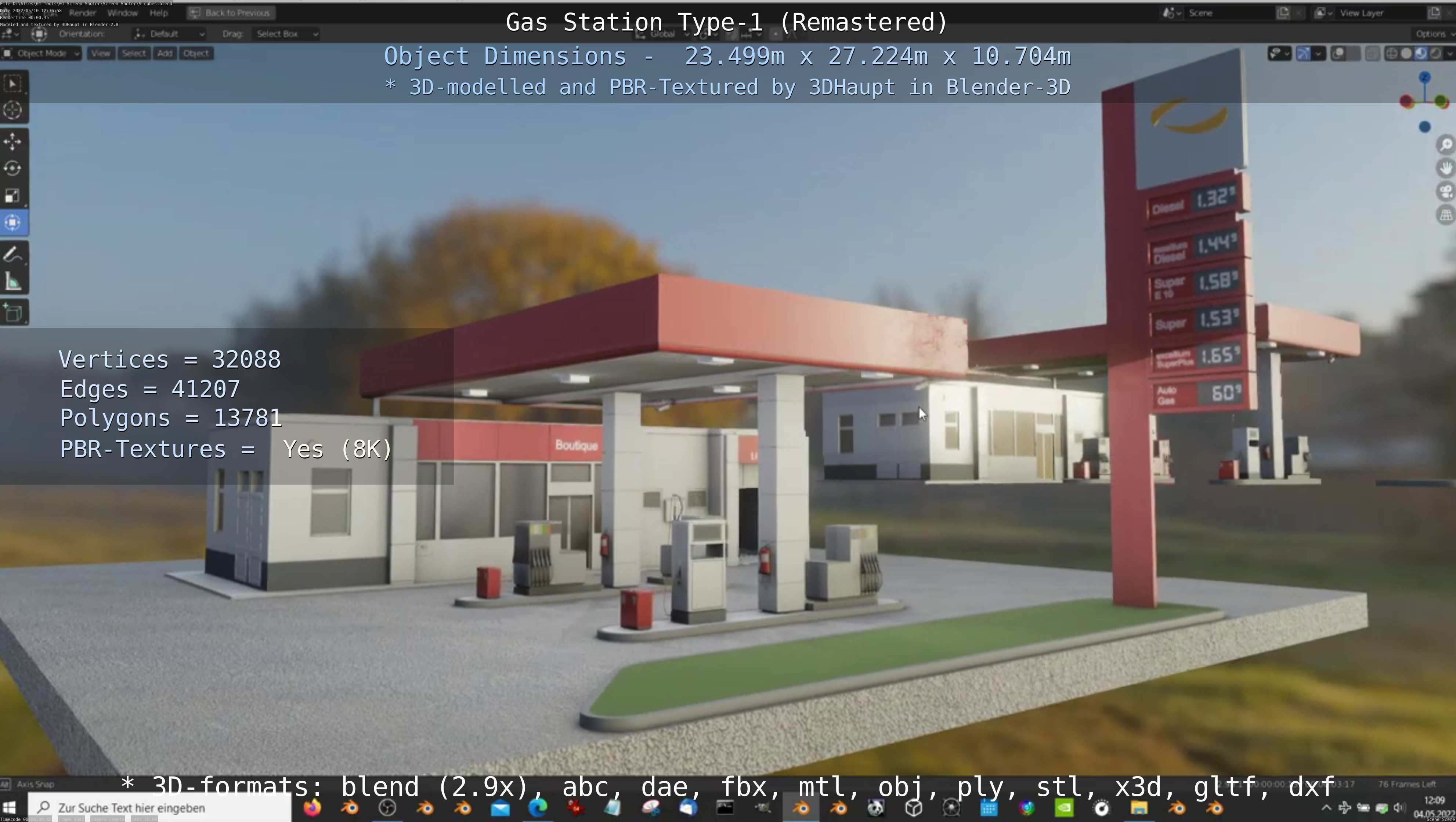 Gas Station Type-1 Remastered Low-poly 3D model_62