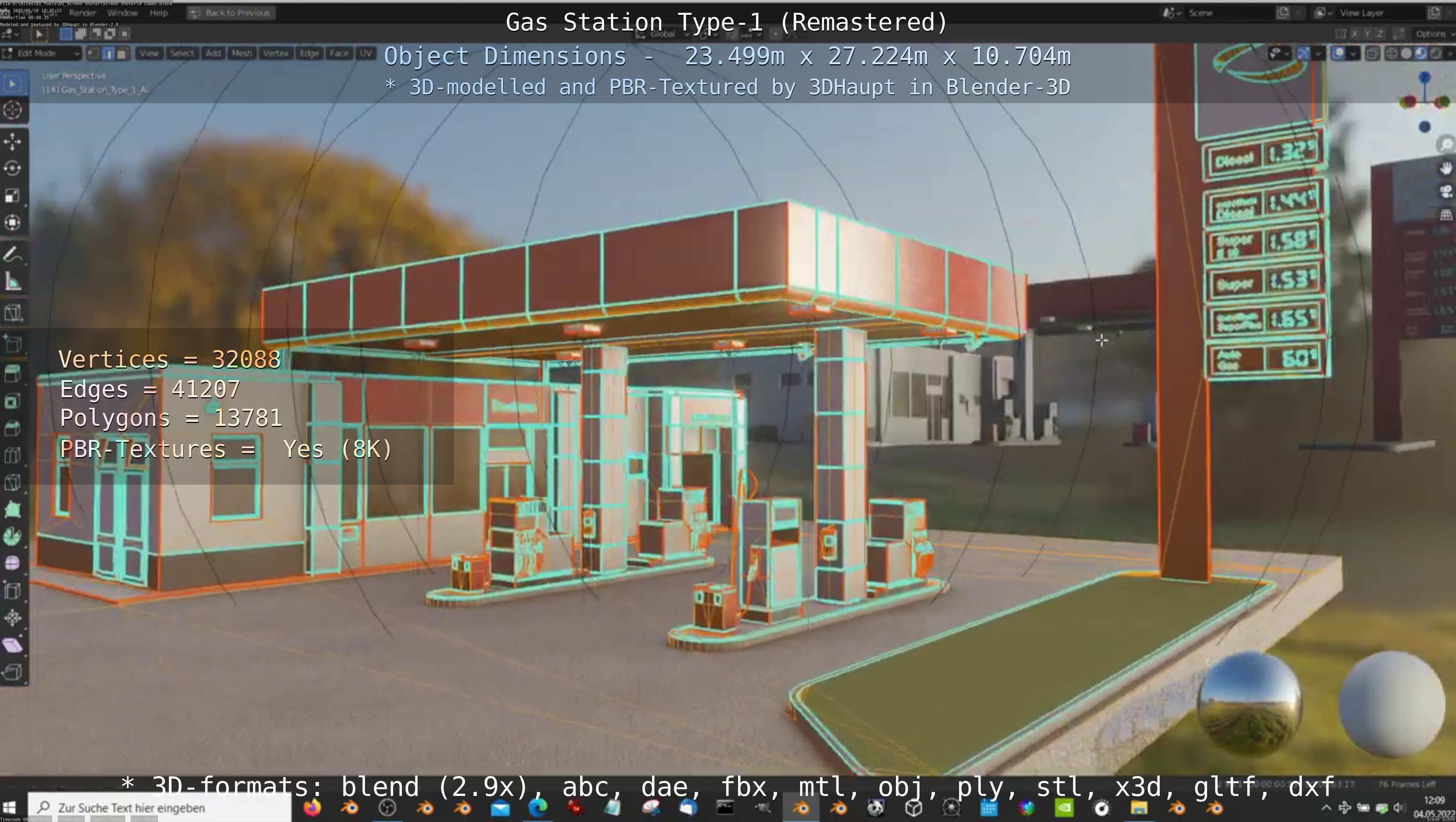 Gas Station Type-1 Remastered Low-poly 3D model_81