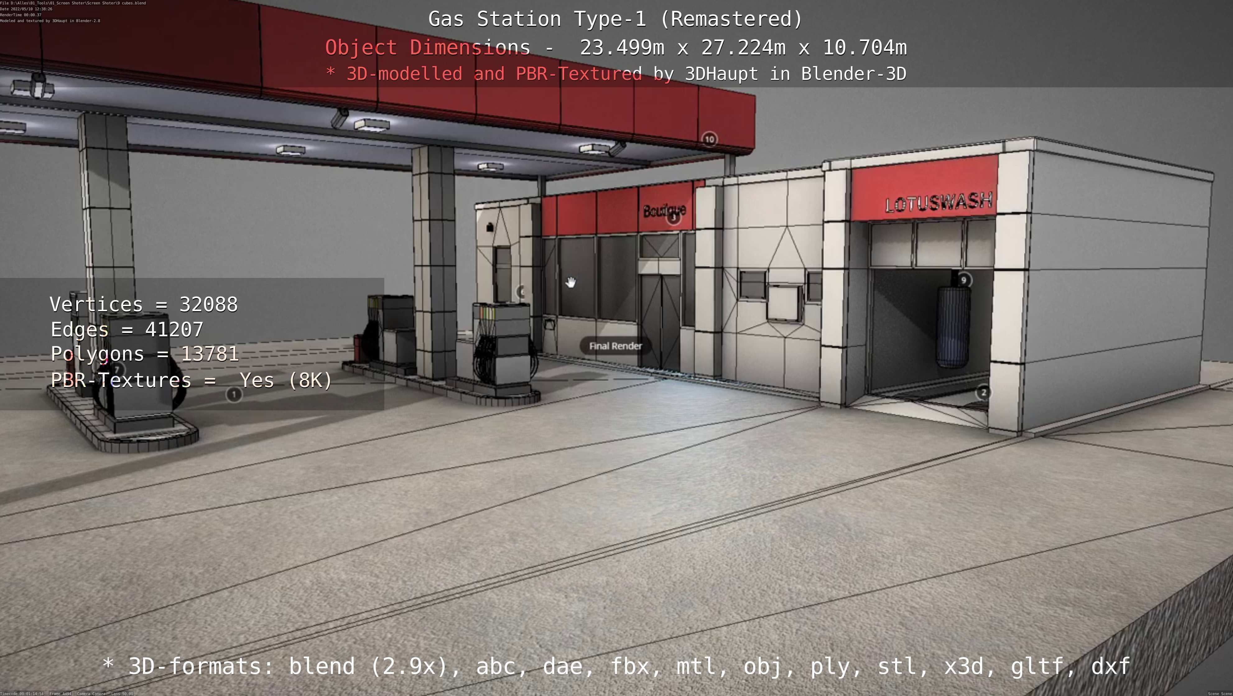 Gas Station Type-1 Remastered Low-poly 3D model_128