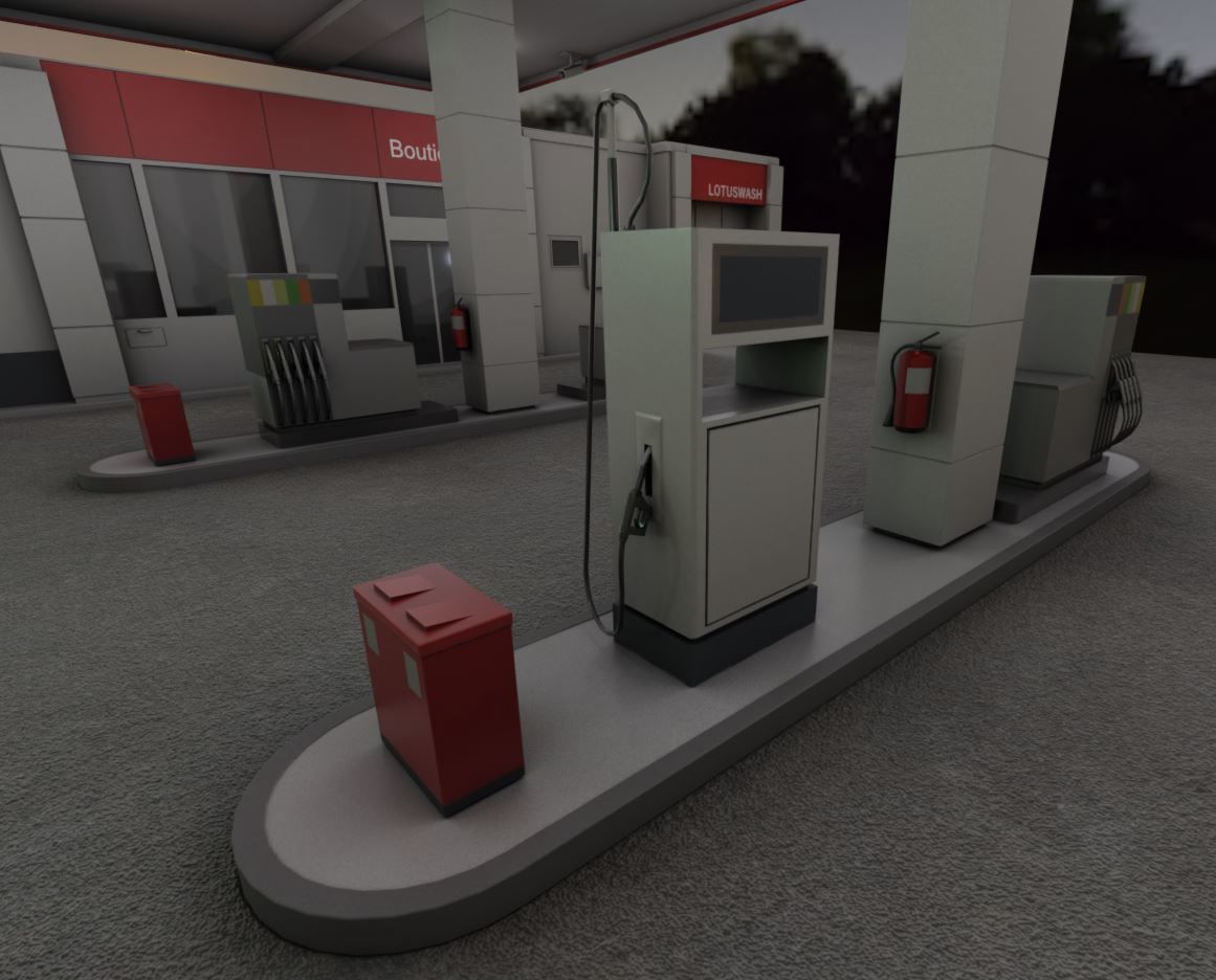 Gas Station Type-1 Remastered Low-poly 3D model_16