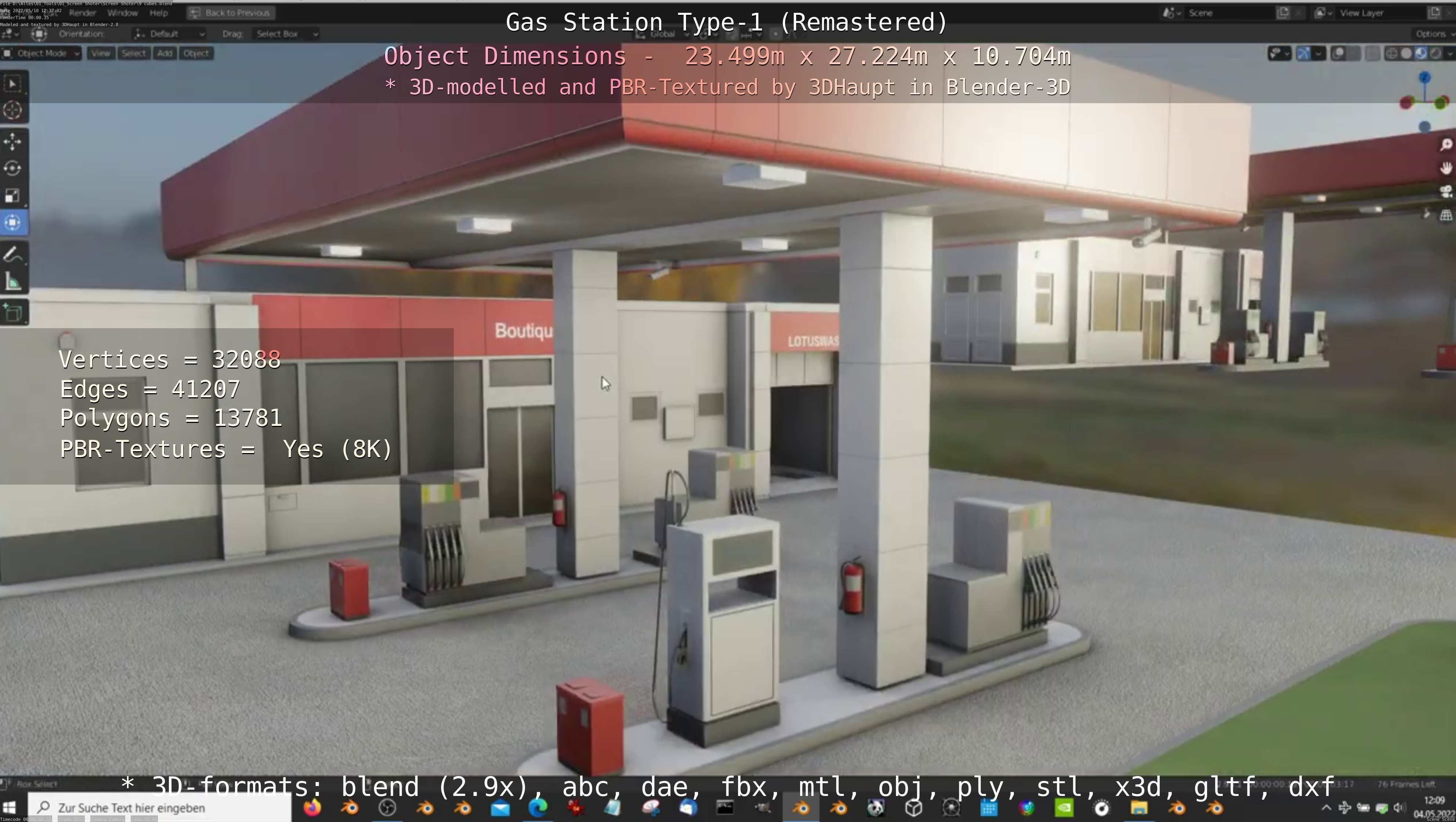 Gas Station Type-1 Remastered Low-poly 3D model_44
