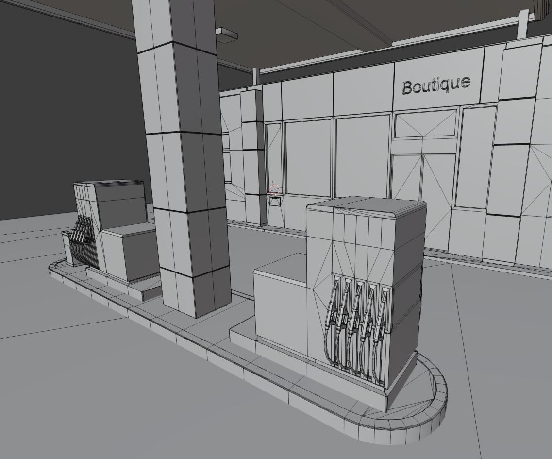 Gas Station Type-1 Remastered Low-poly 3D model_23