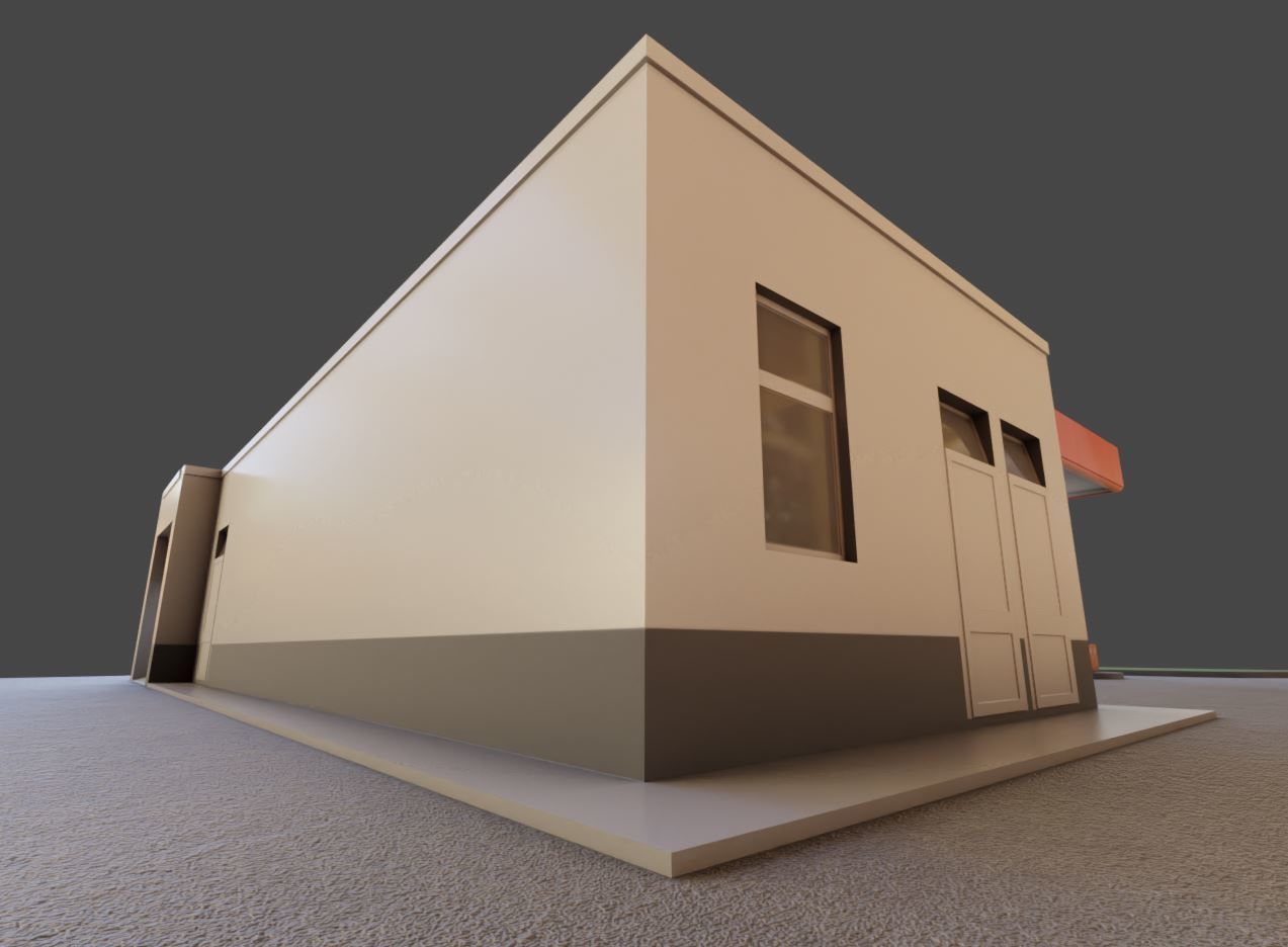 Gas Station Type-1 Remastered Low-poly 3D model_14