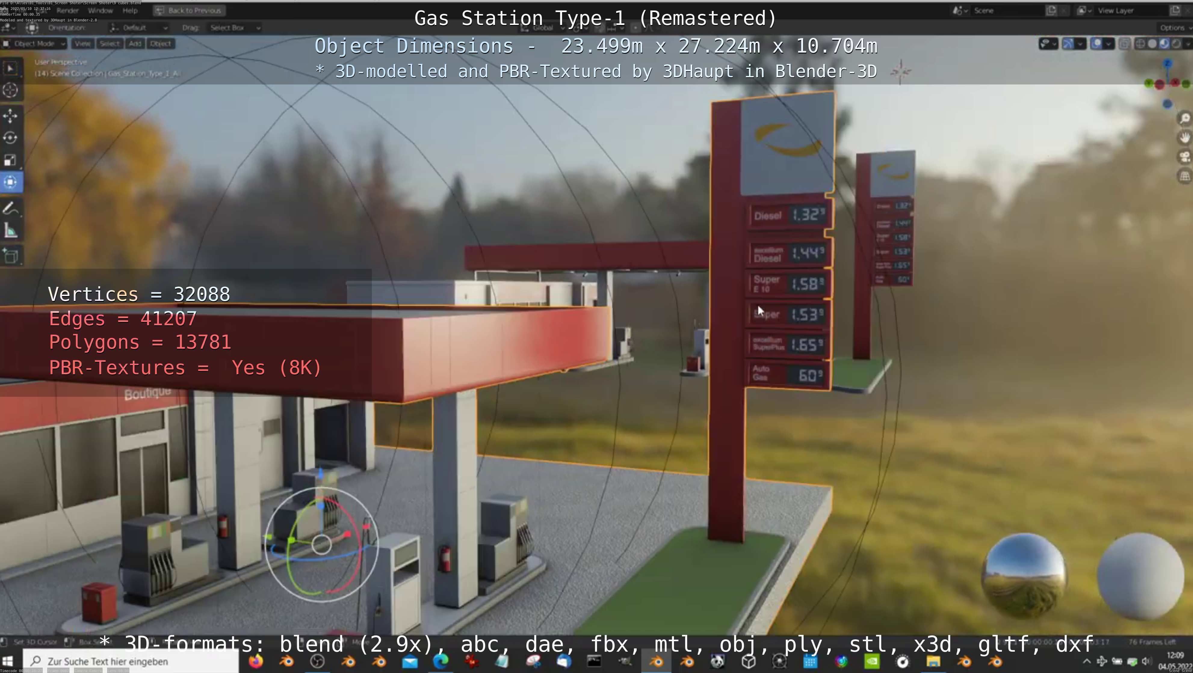 Gas Station Type-1 Remastered Low-poly 3D model_87