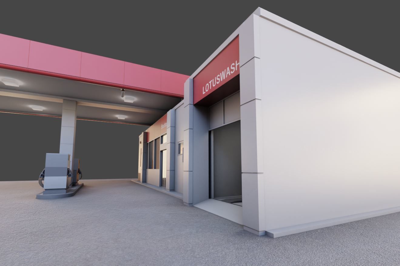 Gas Station Type-1 Remastered Low-poly 3D model_11