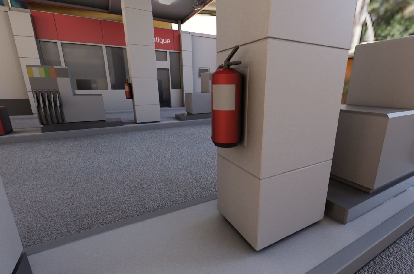 Gas Station Type-1 Remastered Low-poly 3D model_17
