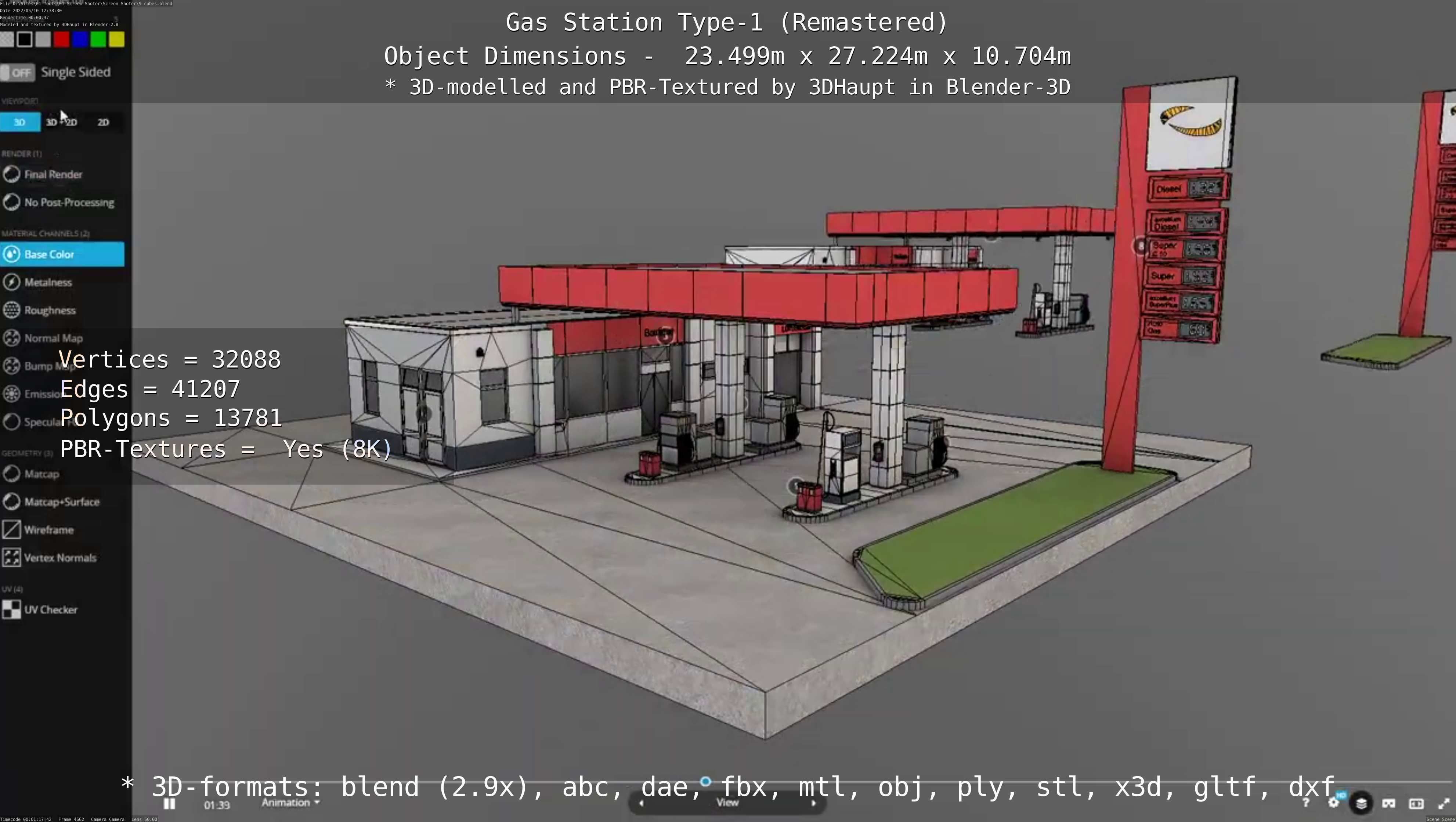 Gas Station Type-1 Remastered Low-poly 3D model_111