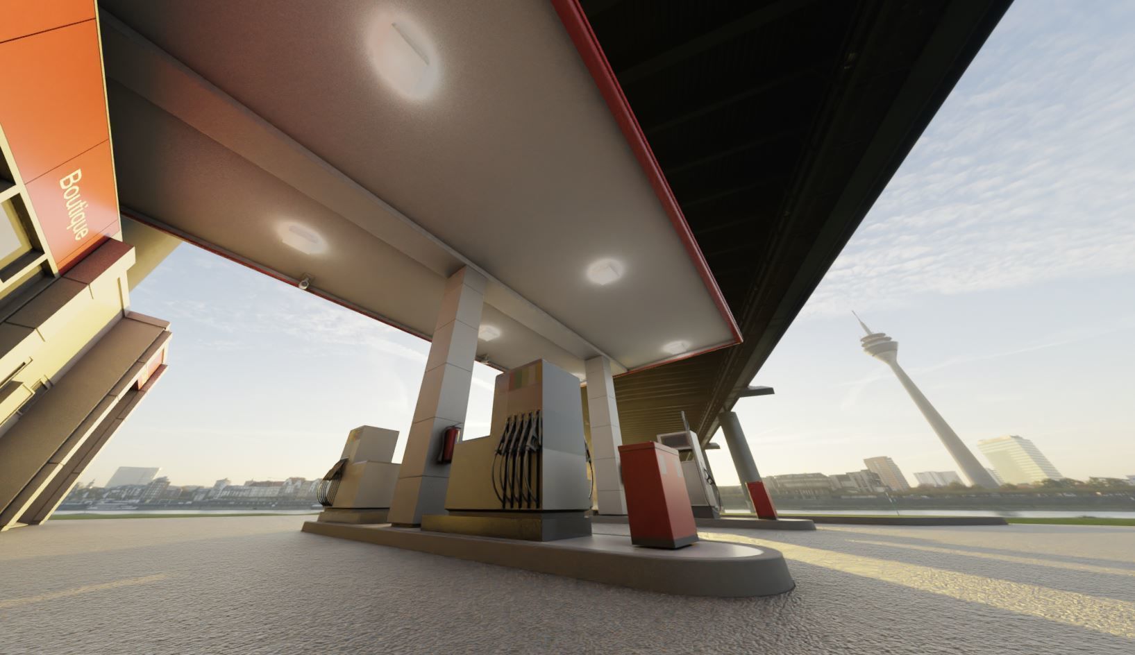 Gas Station Type-1 Remastered Low-poly 3D model_27