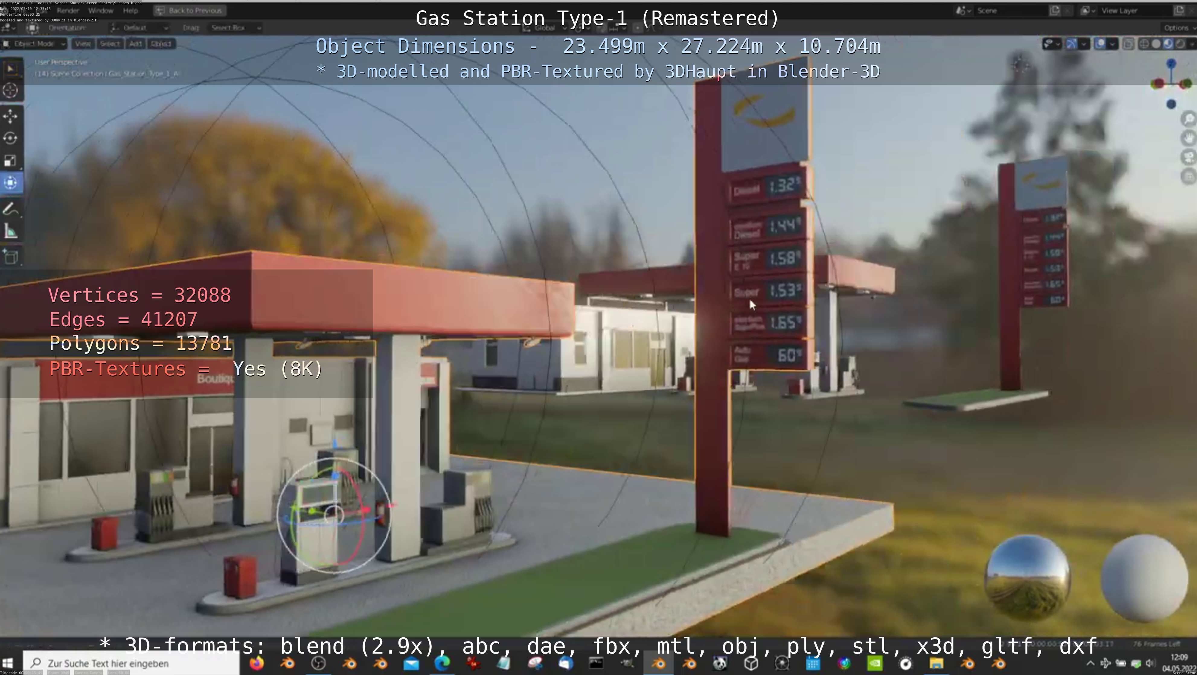 Gas Station Type-1 Remastered Low-poly 3D model_85