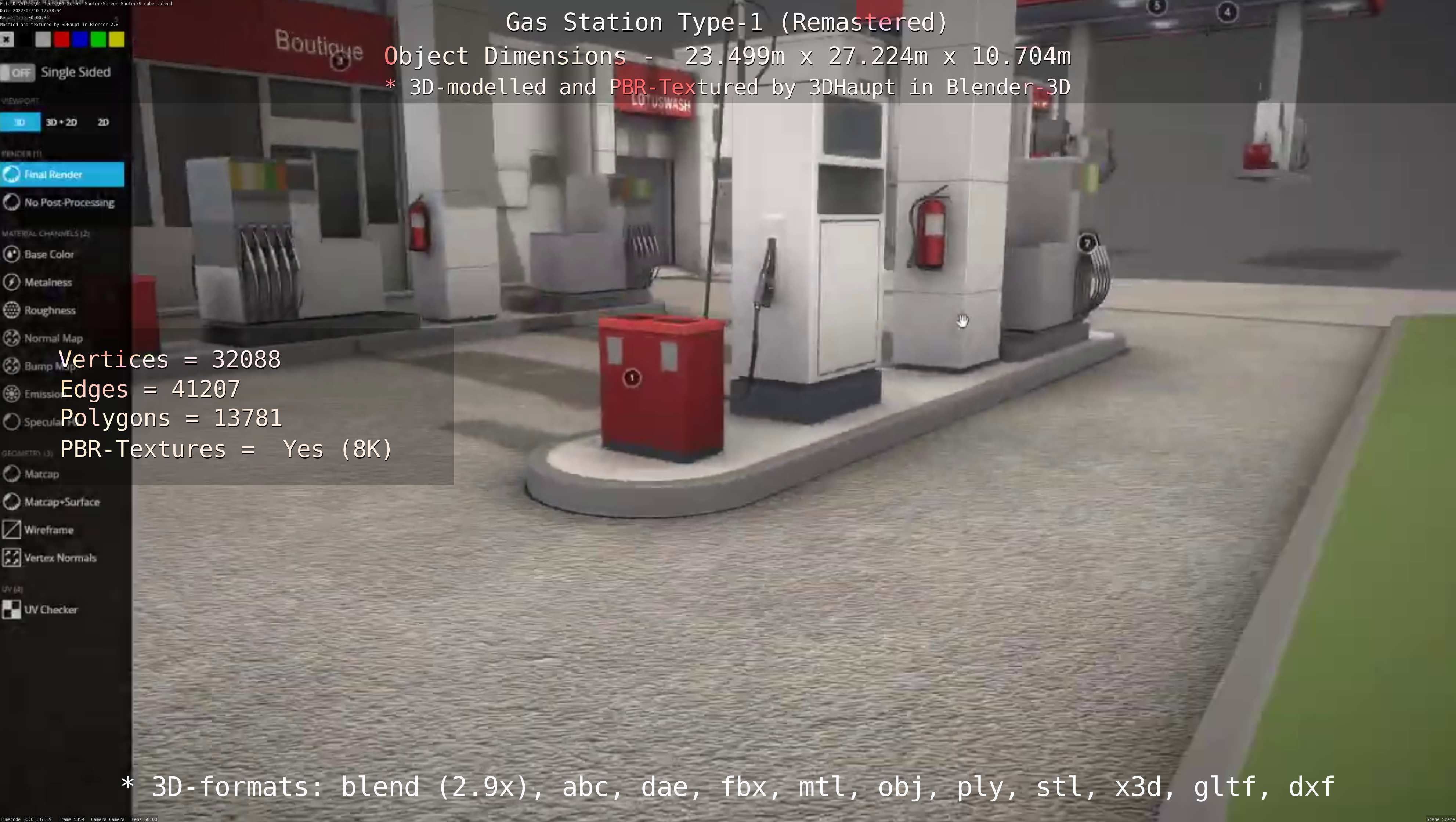 Gas Station Type-1 Remastered Low-poly 3D model_121