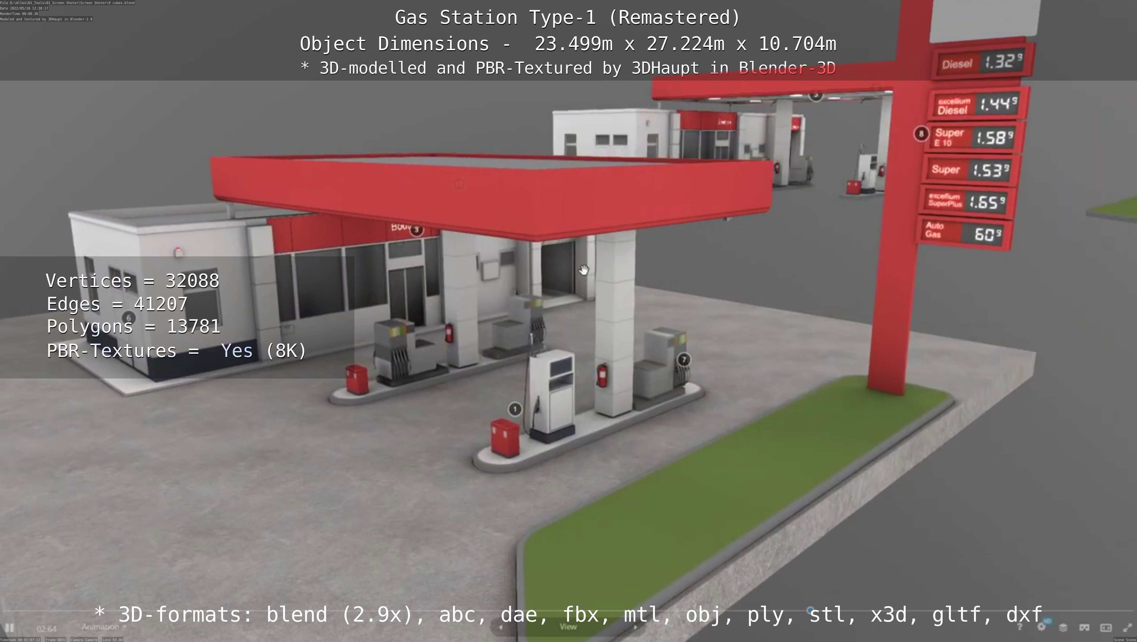 Gas Station Type-1 Remastered Low-poly 3D model_112
