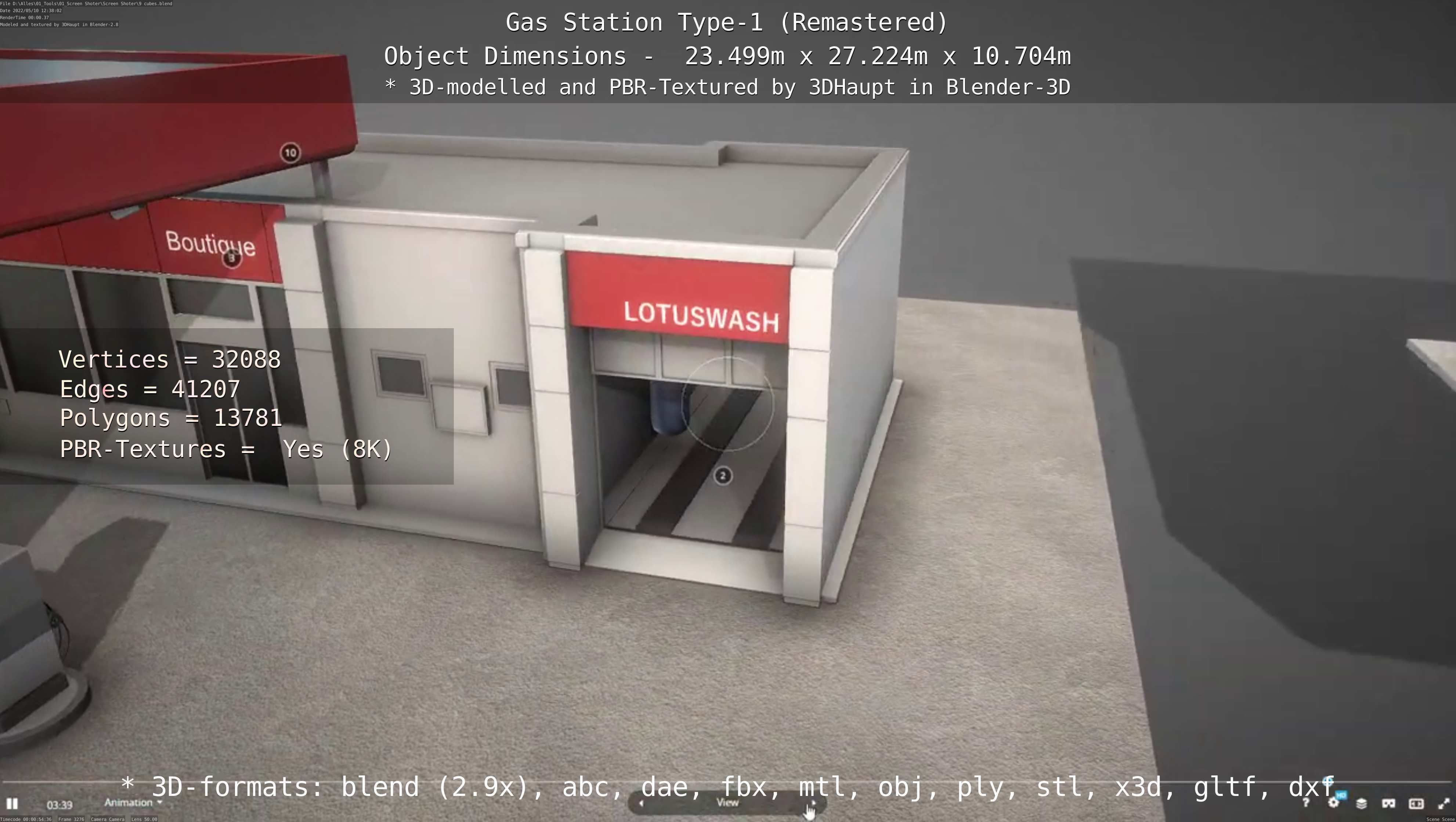 Gas Station Type-1 Remastered Low-poly 3D model_93