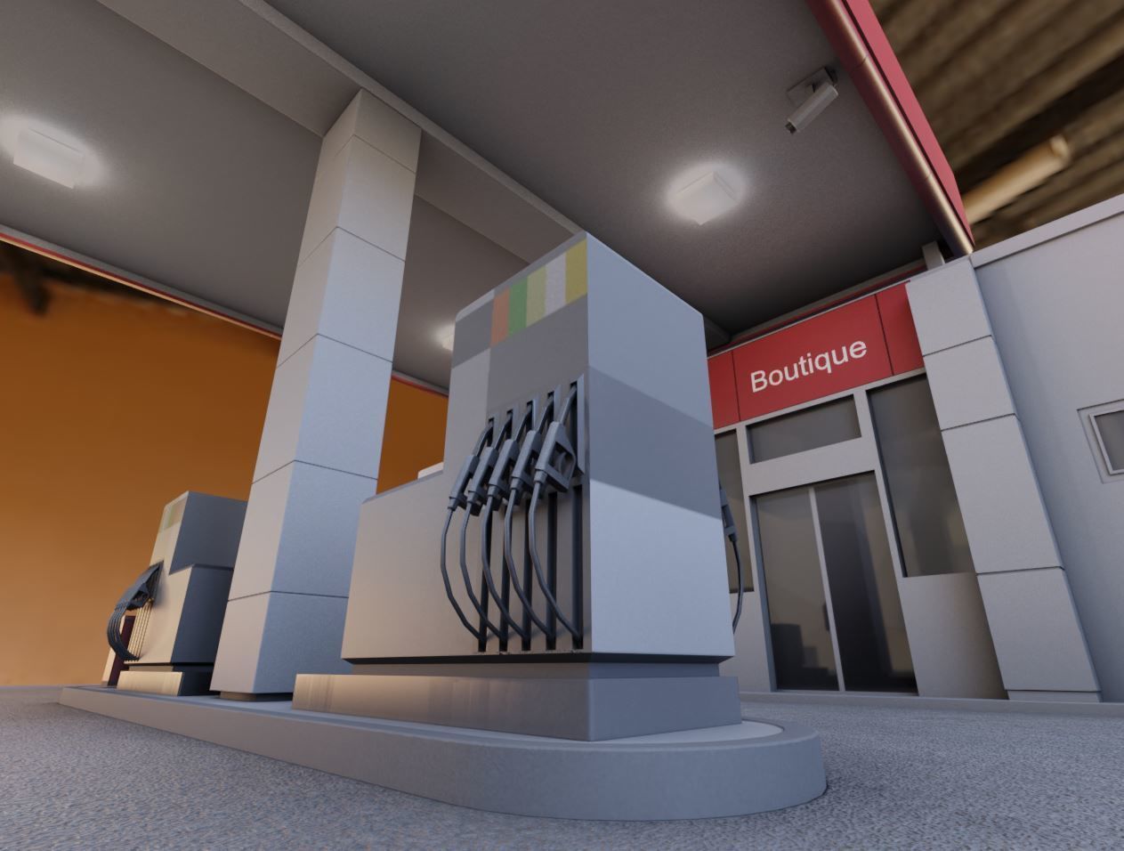Gas Station Type-1 Remastered Low-poly 3D model_7
